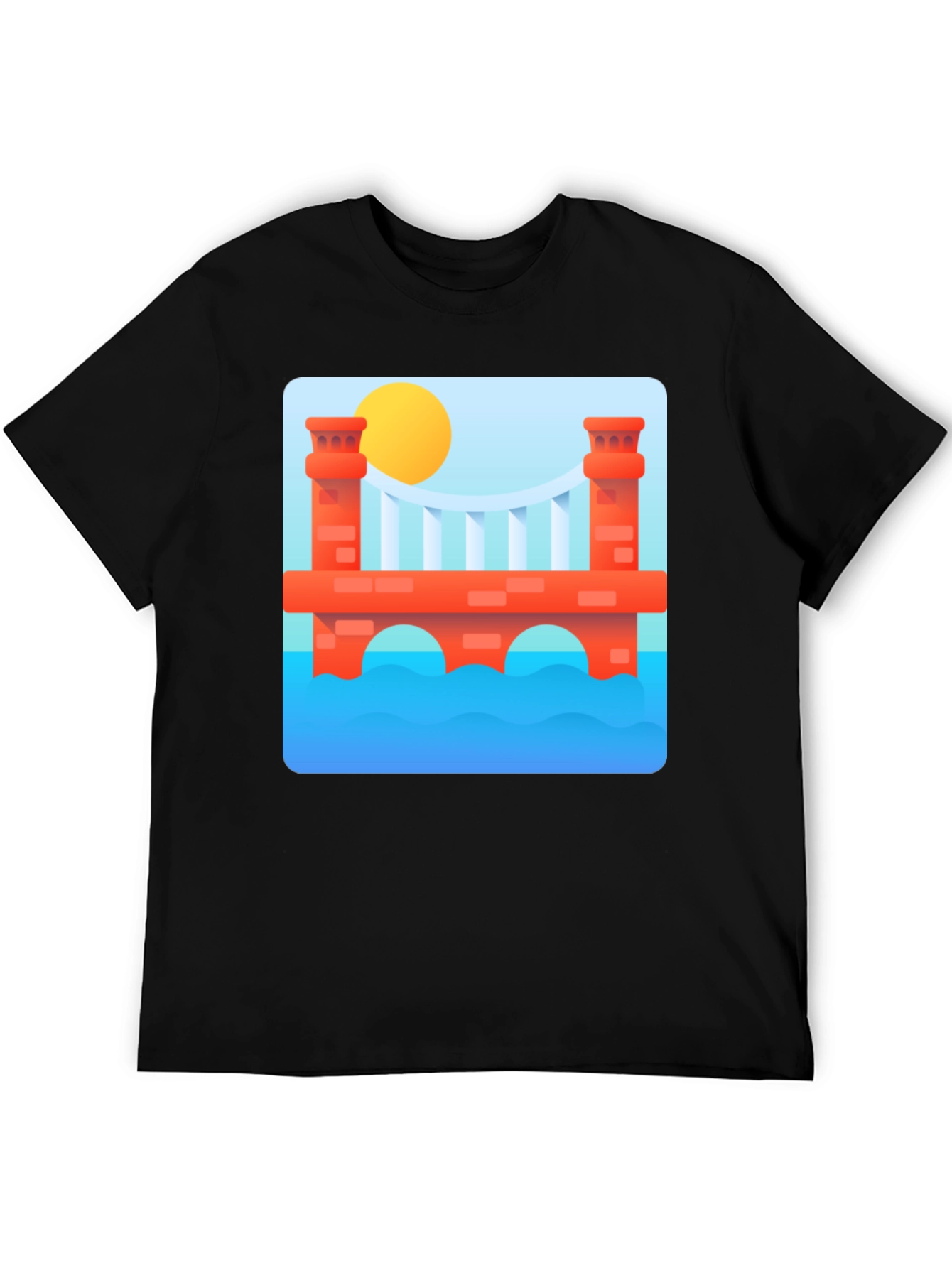 Black Abstract Bridge Graphic T-Shirt view 5