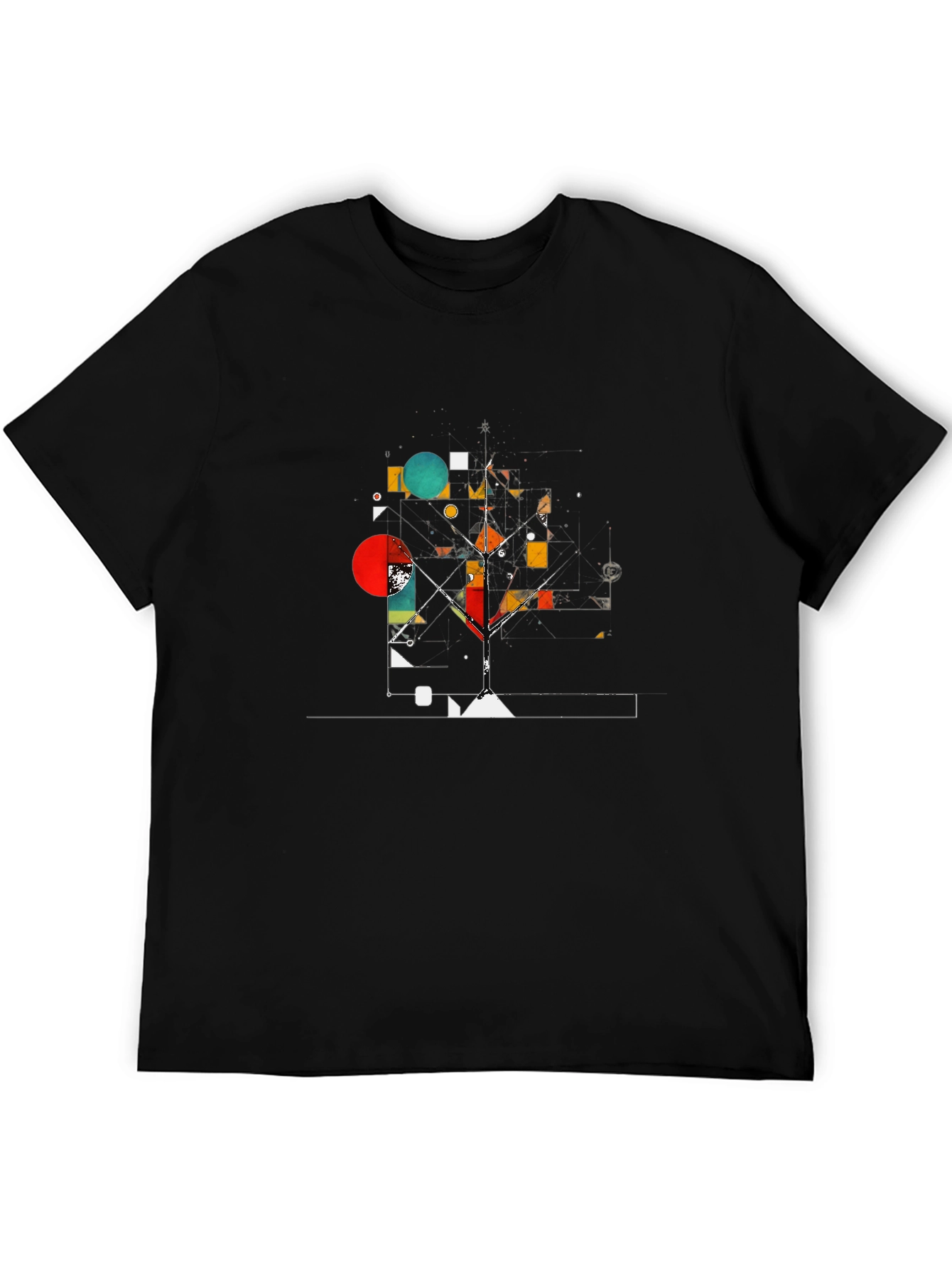 Black Abstract Geometric Art Tee view 5