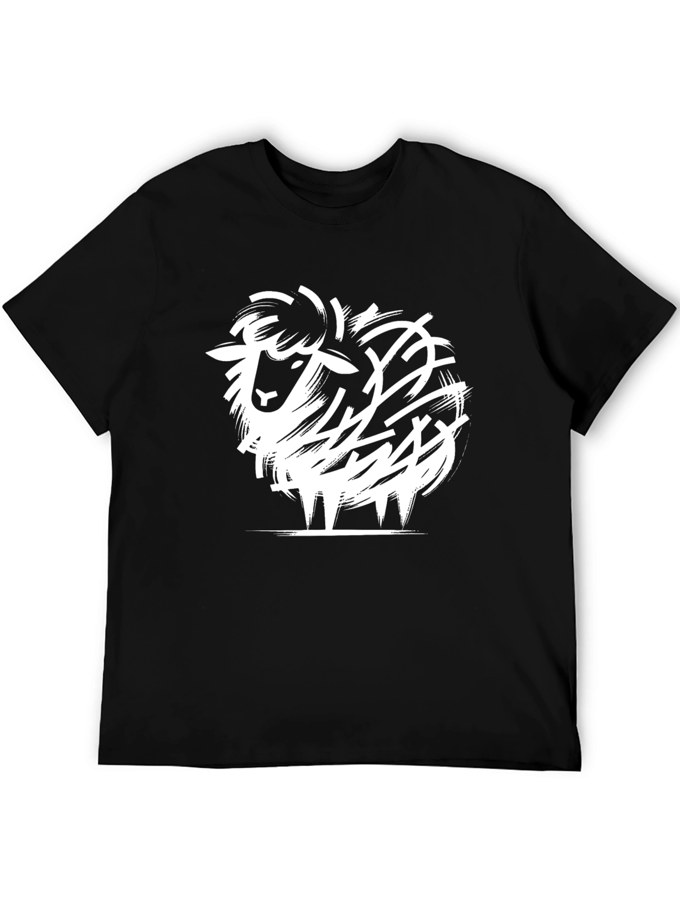 Black Abstract Sheep Graphic Tee - Black Cotton Blend view 5