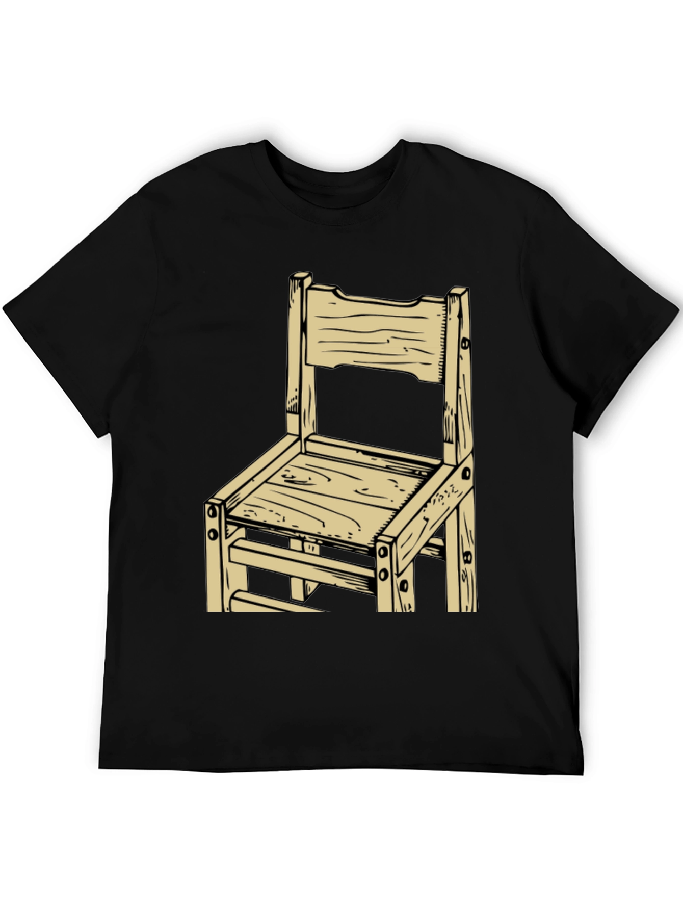 Rustic Wooden Chair Graphic Tee - Black - 5