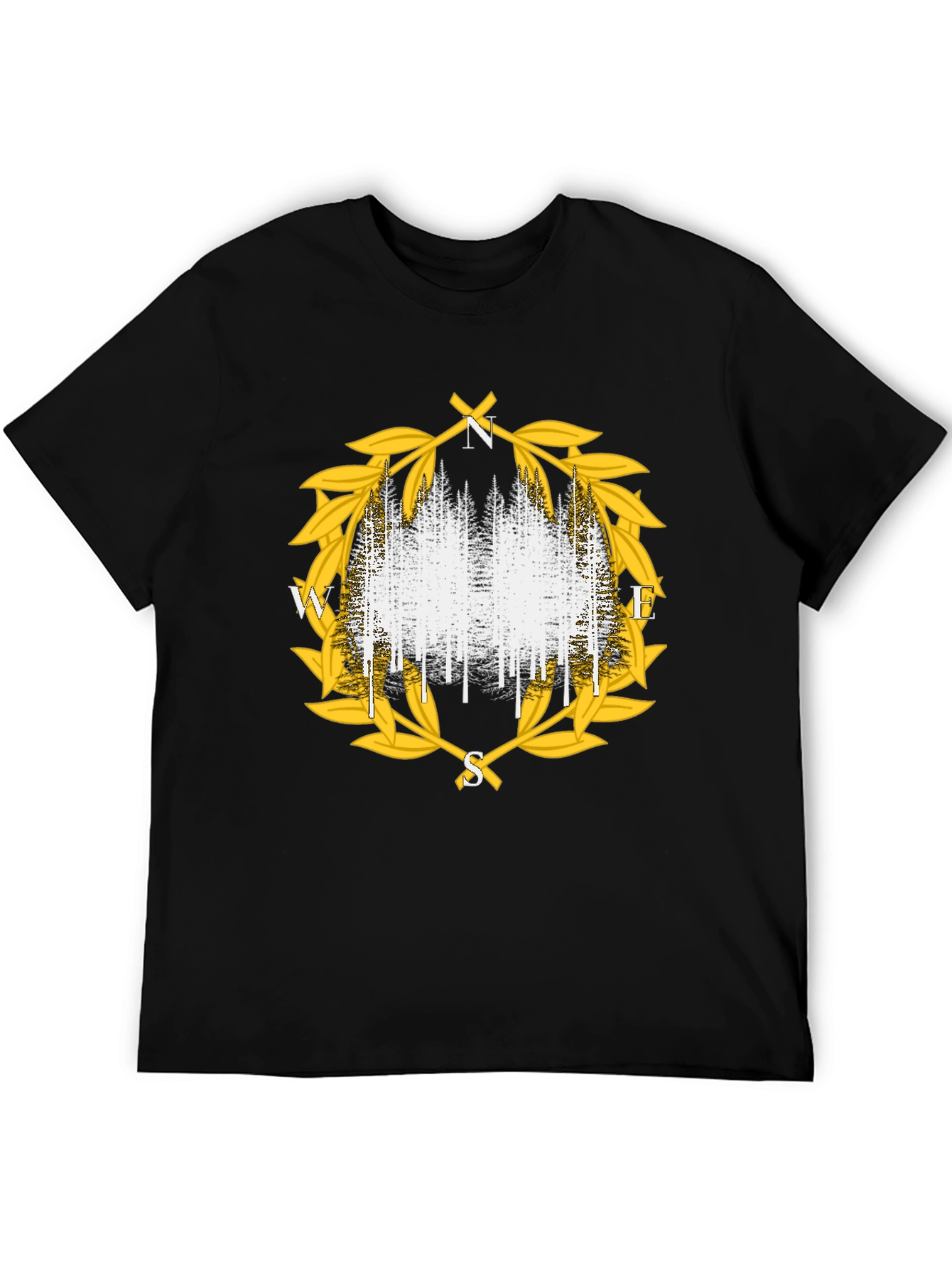 Black Compass Forest Tee - Stylish Nature Design view 5