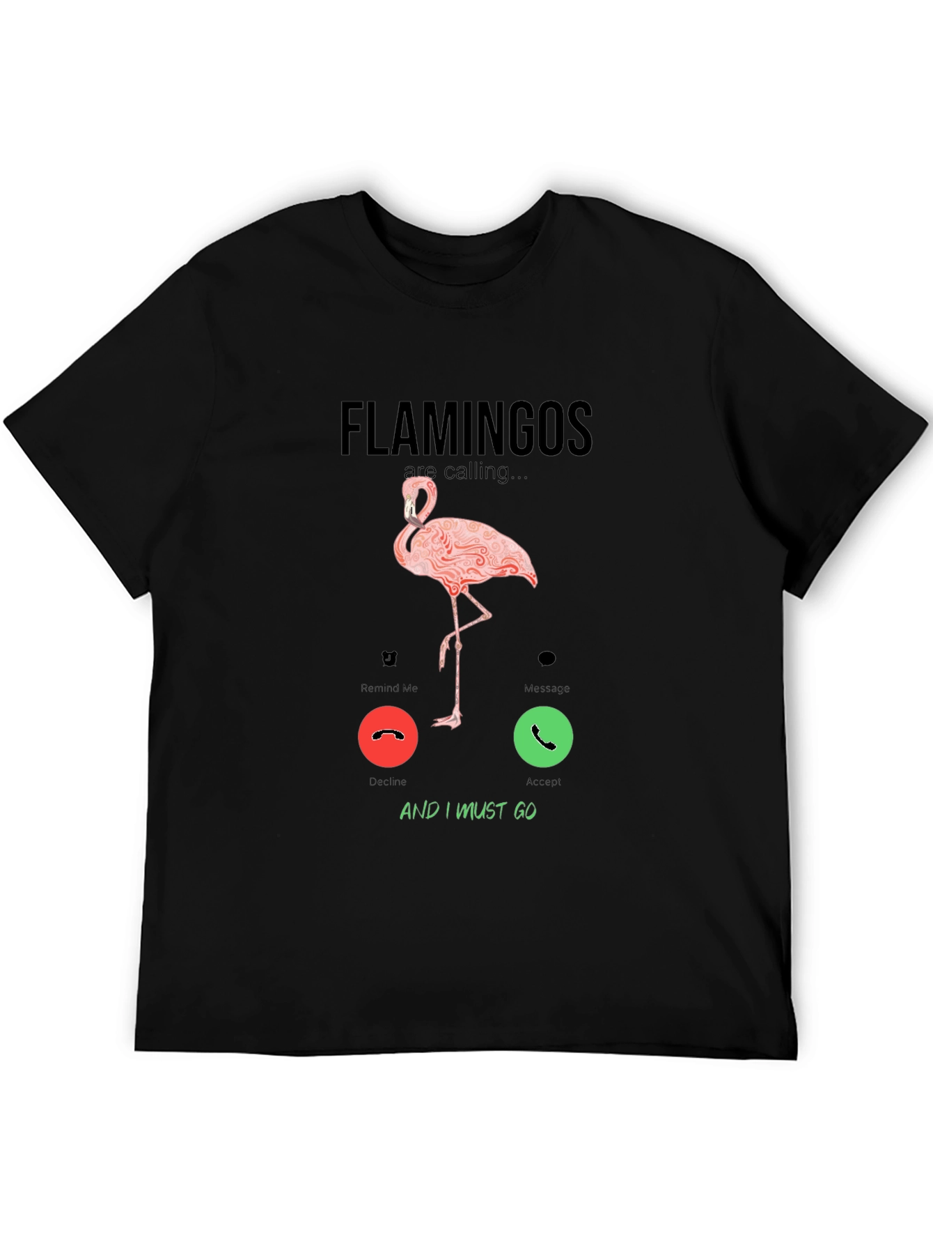Black Flamingo Calling Graphic T-Shirt view 5