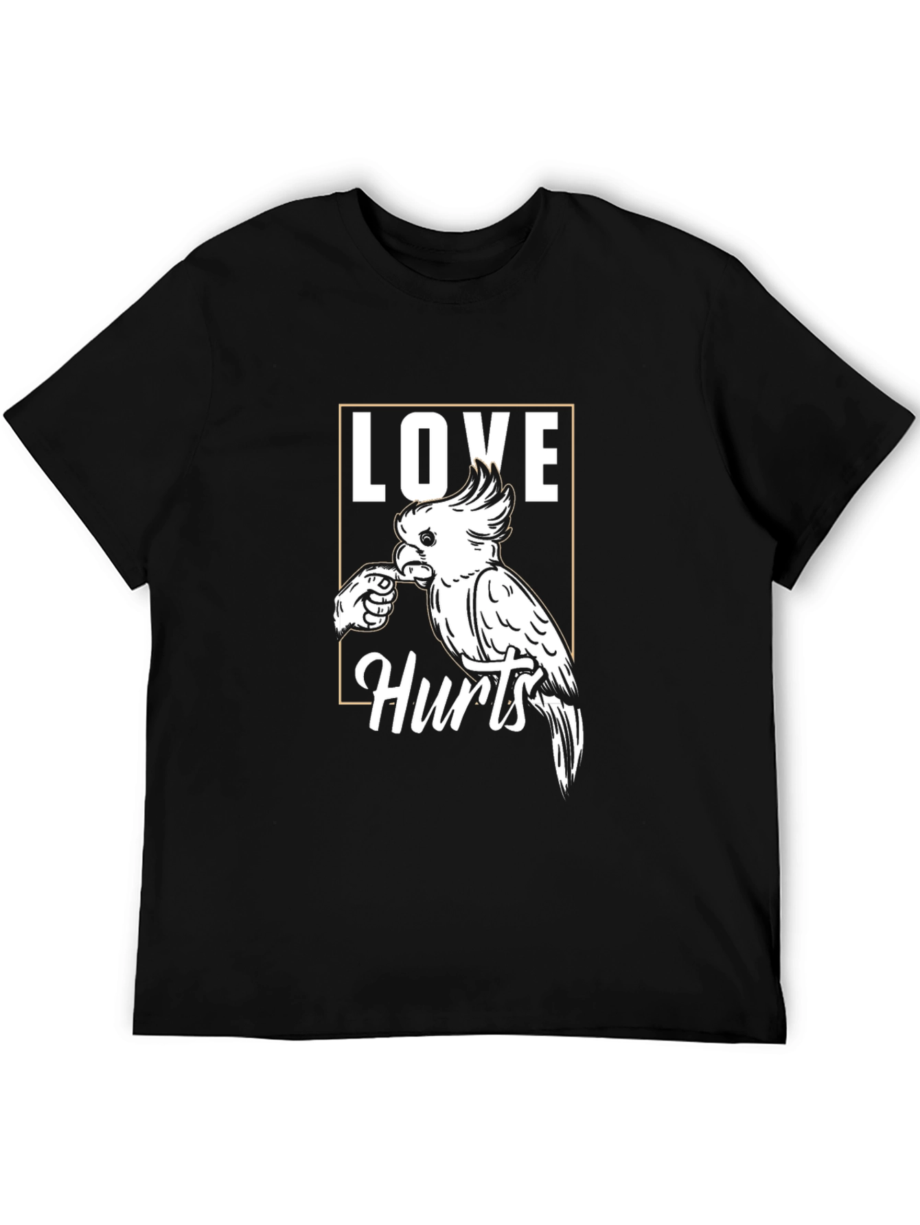 Black Love Hurts Parrot T-Shirt -  Black Graphic Tee view 5