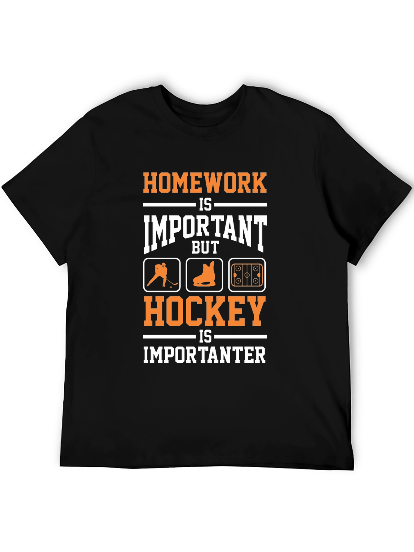 Black Homework Important? Hockey Importanter T-Shirt view 5