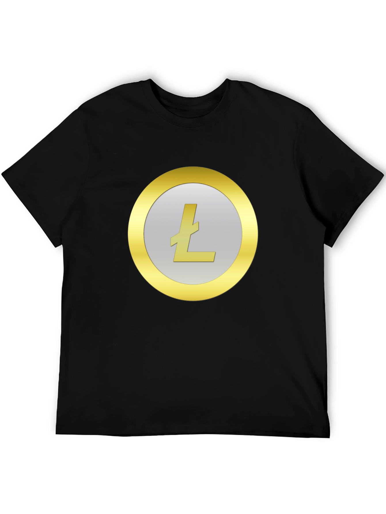 Black Litecoin Crypto Logo Black T-Shirt view 5