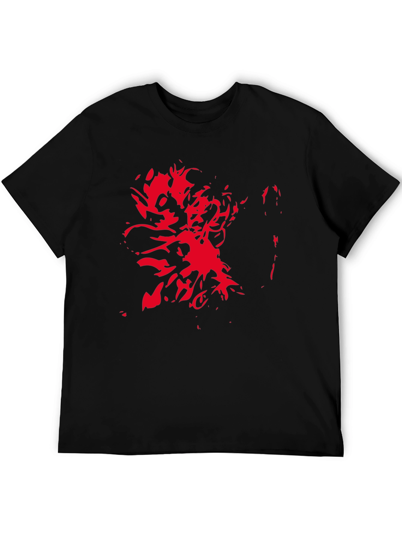 Black Abstract Red Design Black T-Shirt view 5