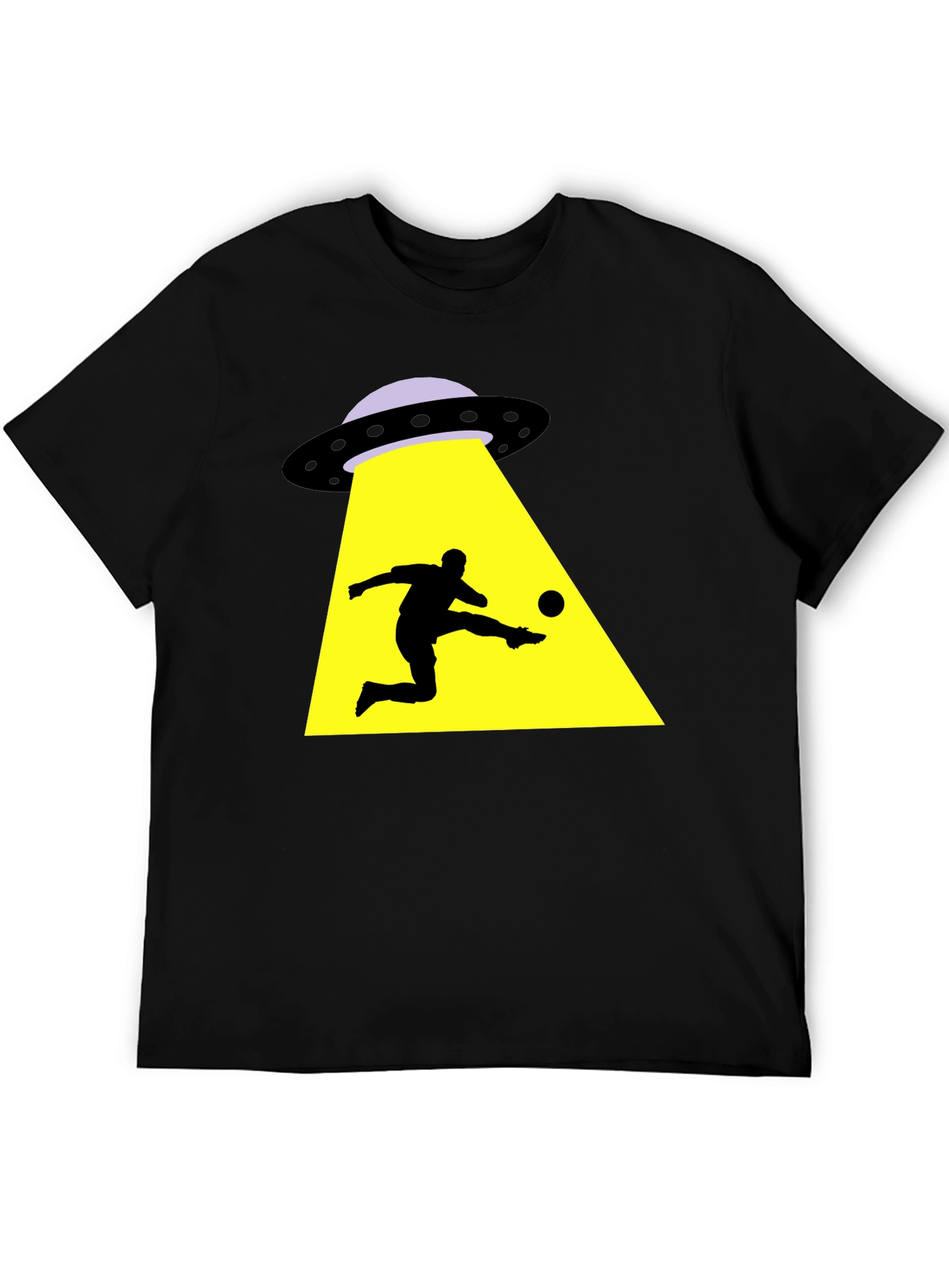 Black Alien Abduction Soccer T-Shirt - Black Cotton Tee view 5