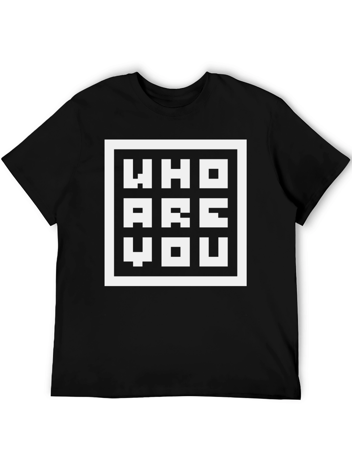 Black Who Are You Graphic Tee - Pixel Art Style view 5