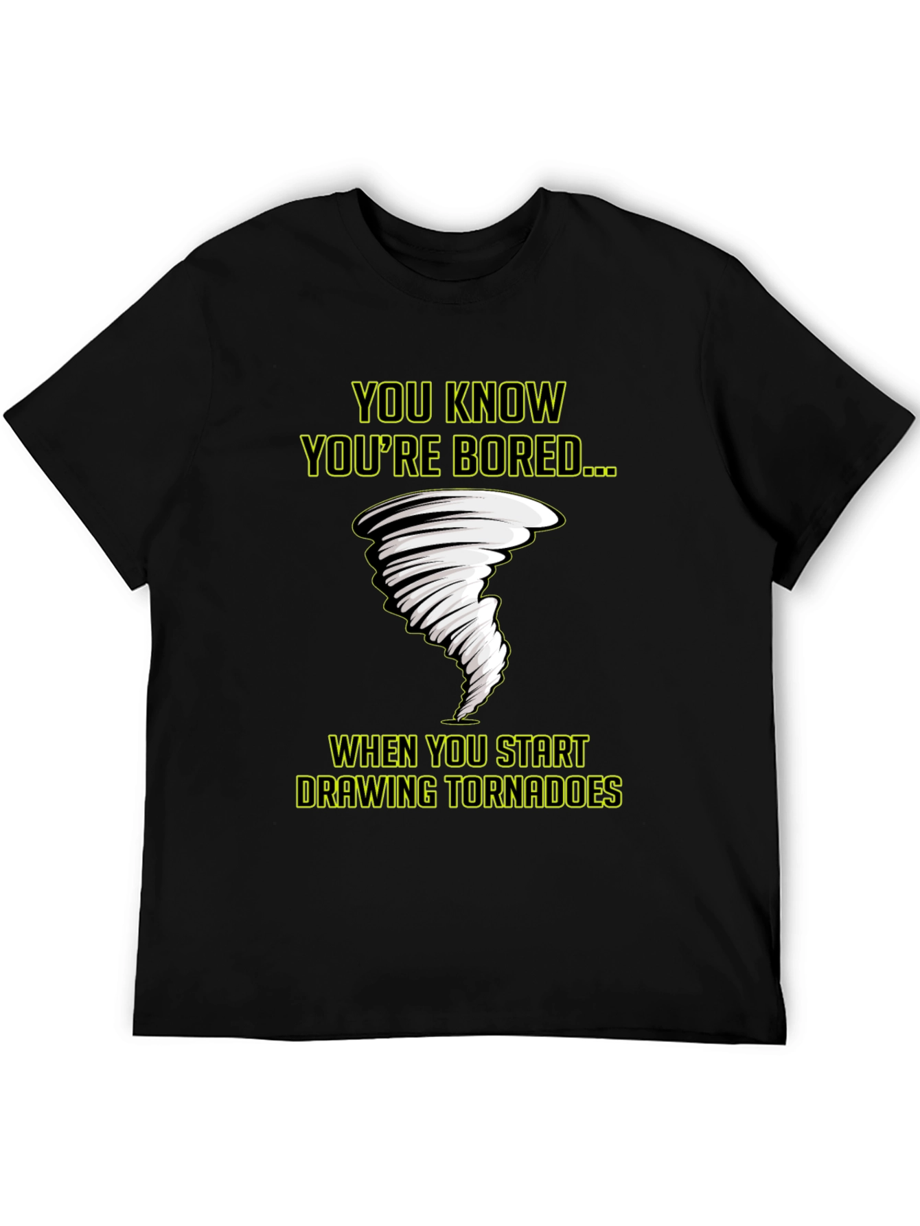 Black Bored Tornado T-Shirt - Funny Graphic Tee view 5