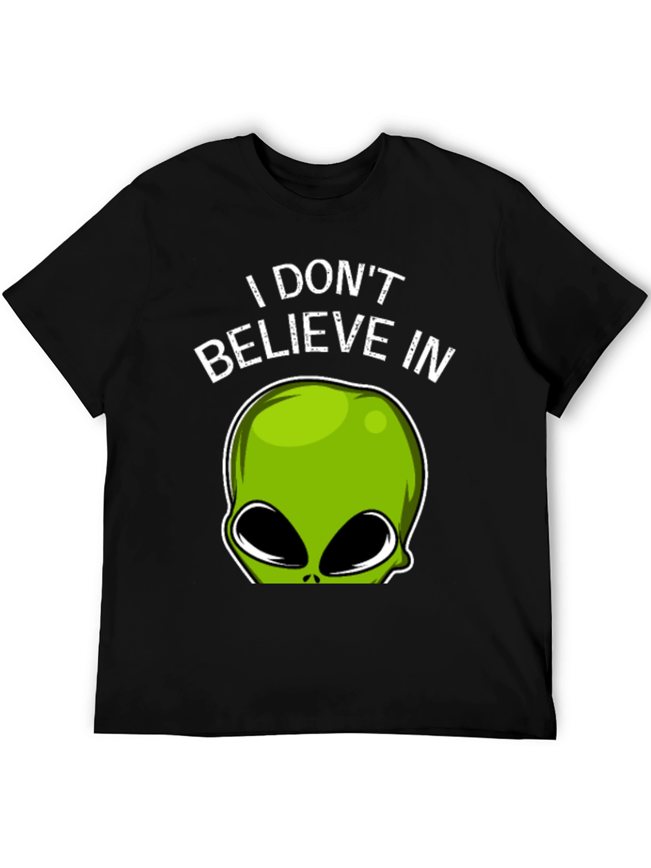 Black Alien Believer T-Shirt - Funny Graphic Tee view 5