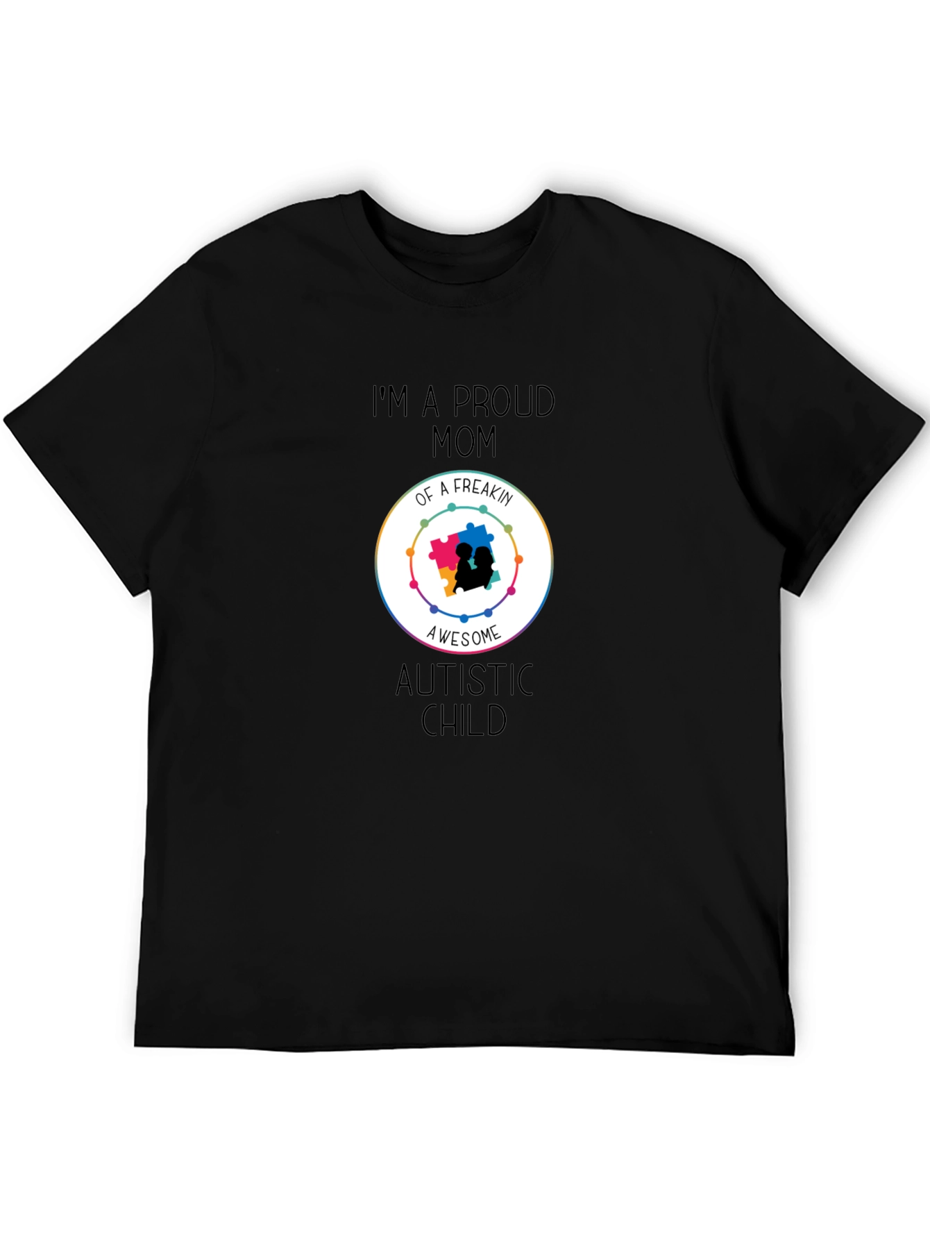 Black Proud Mom of Awesome Autistic Child T-Shirt view 5