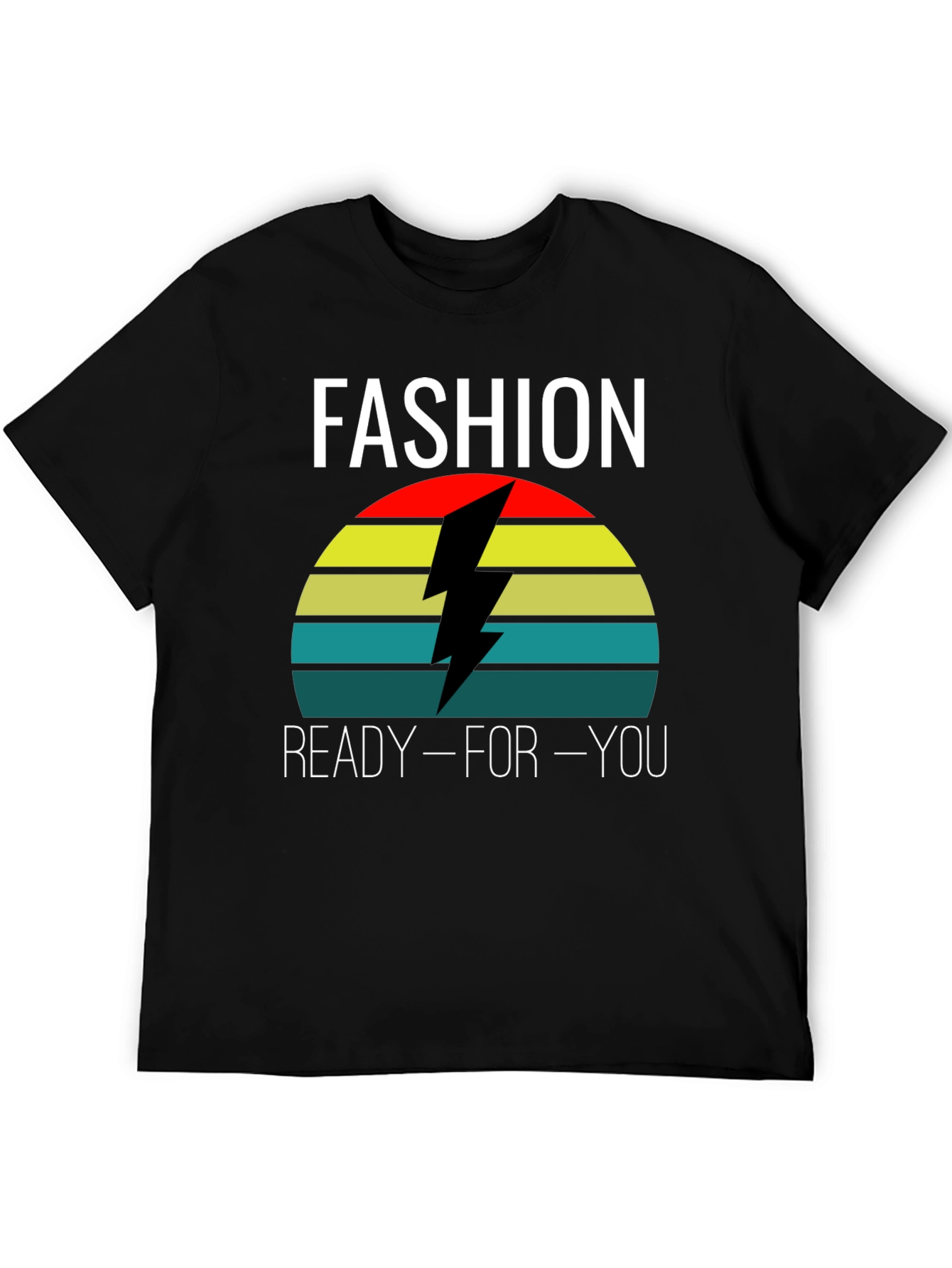 Black Fashion Ready-For-You Retro Style Black T-Shirt view 5