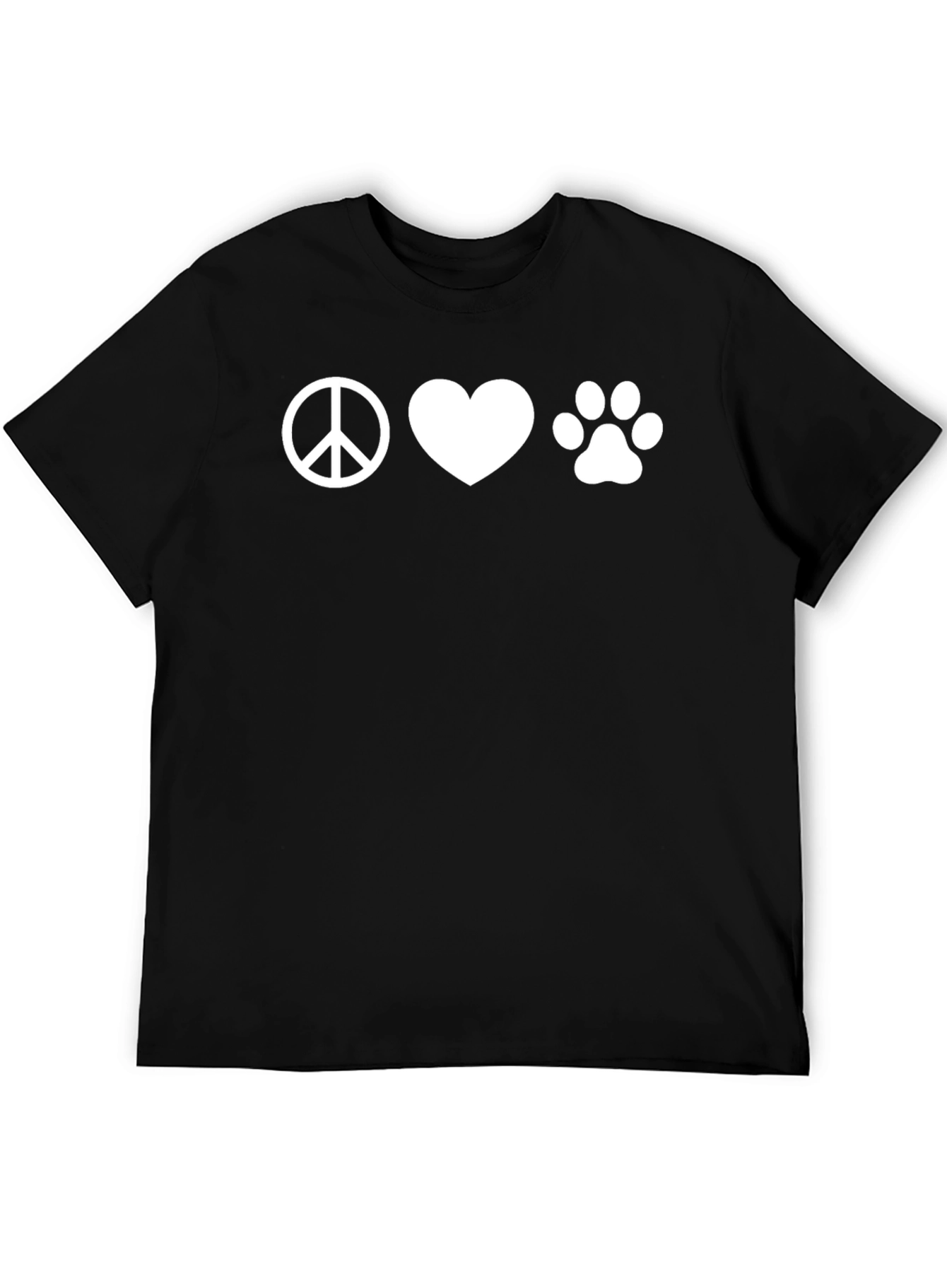 Black Peace Love Paw Print T-Shirt - Unisex Casual Tee view 5