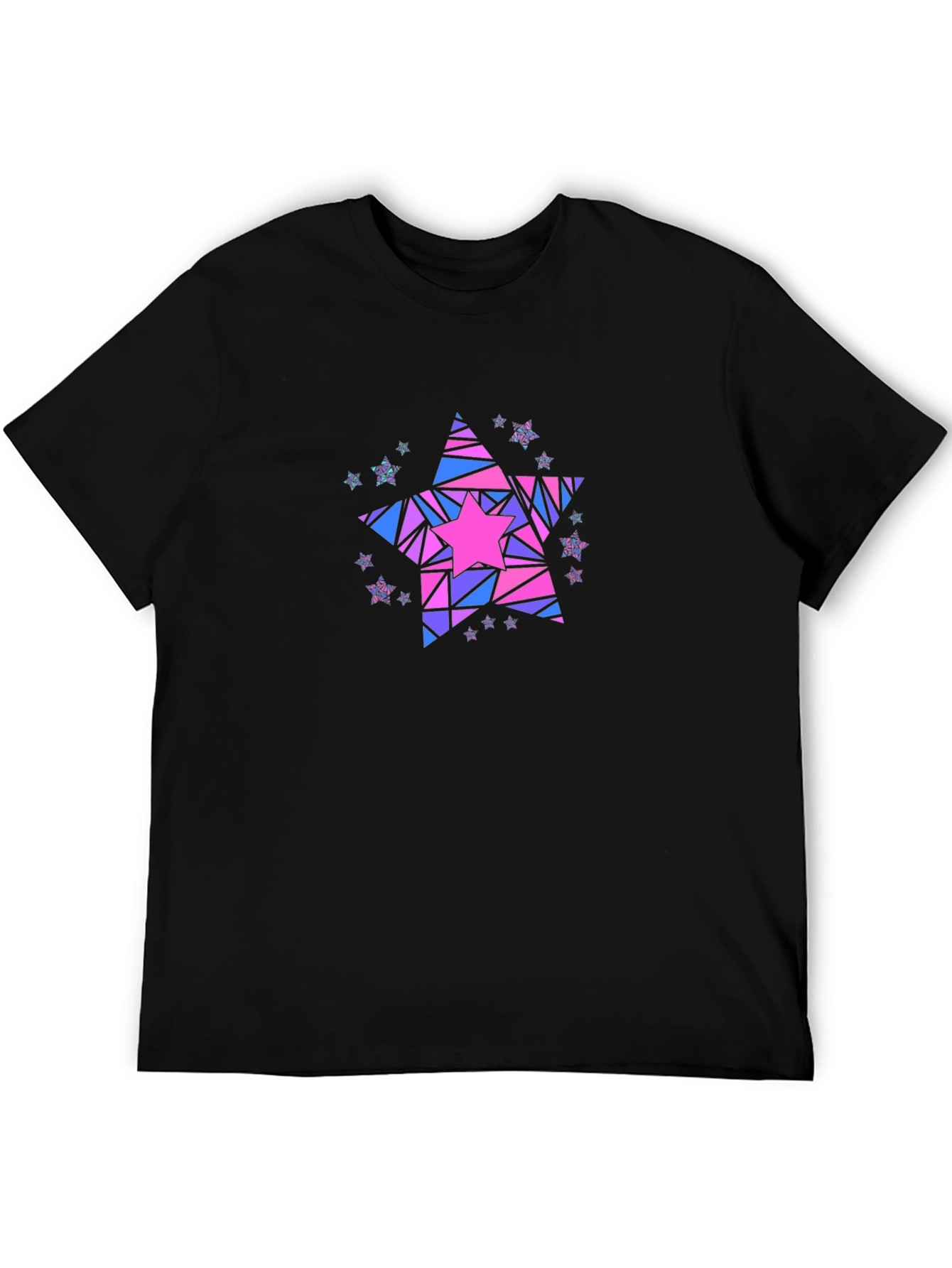 Black Geometric Star Graphic T-Shirt - Black view 5