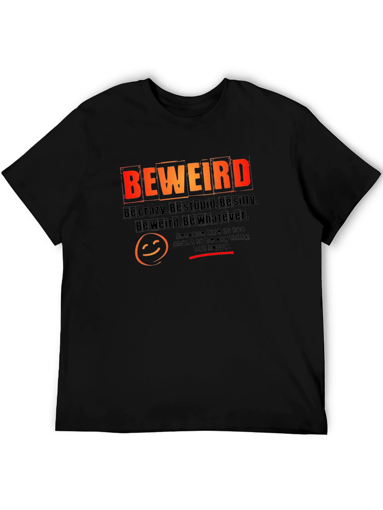 Black Be Weird Graphic Tee - Black Cotton T-Shirt view 5