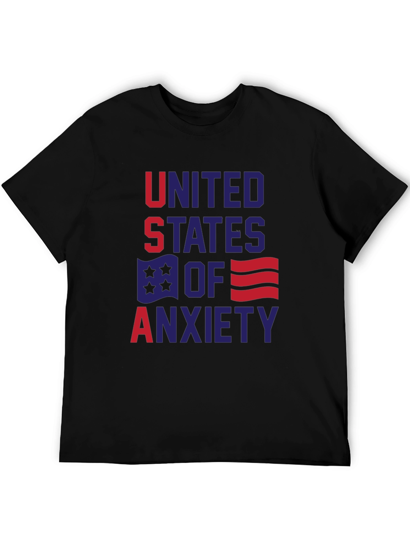 Black United States of Anxiety Graphic T-Shirt view 5
