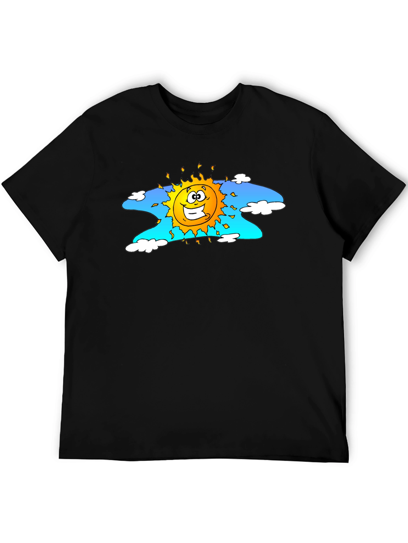 Black Happy Sun Graphic Tee - Black Cotton T-Shirt view 5