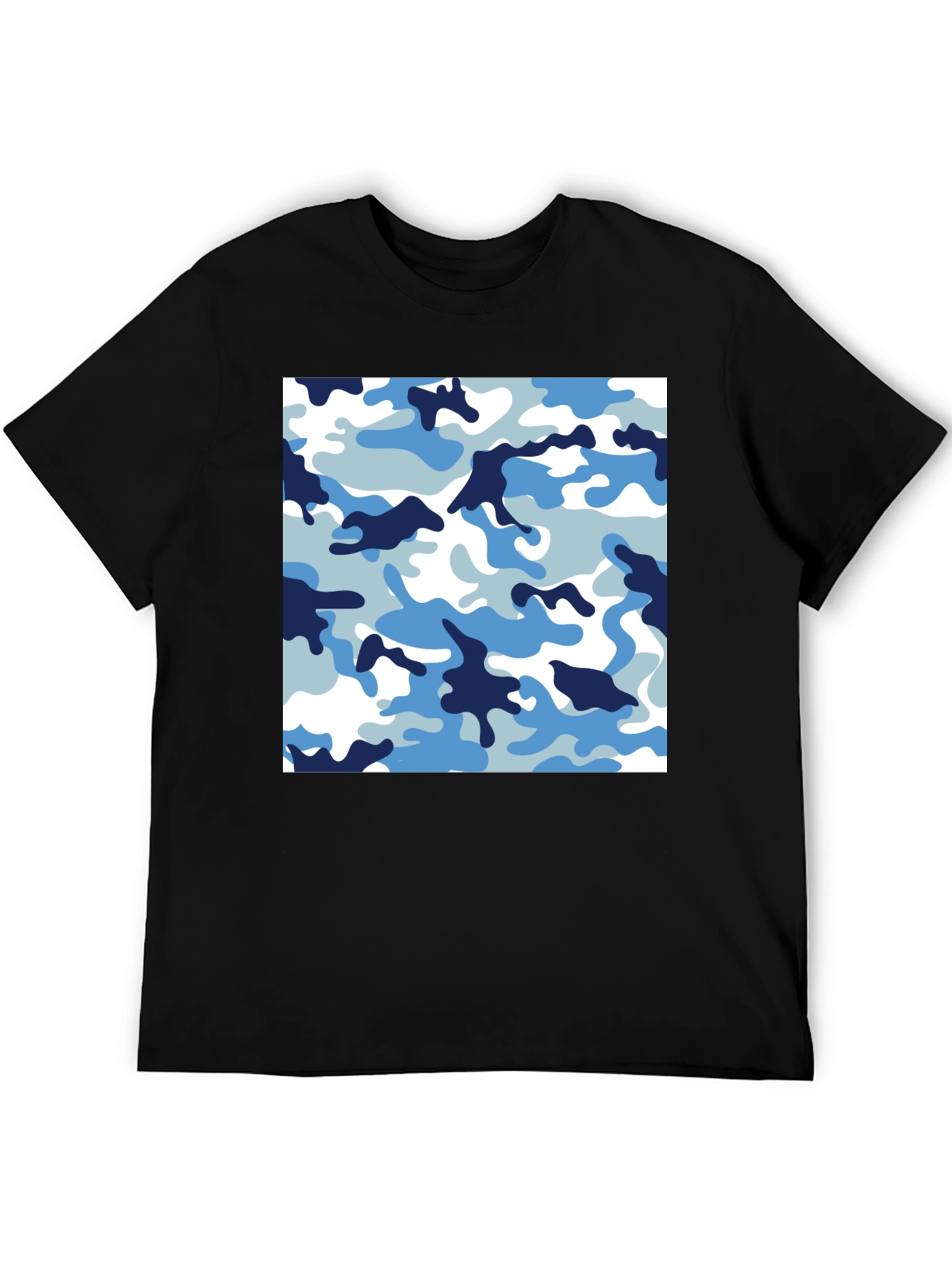 Black Blue Camo Crew Neck T-Shirt view 5