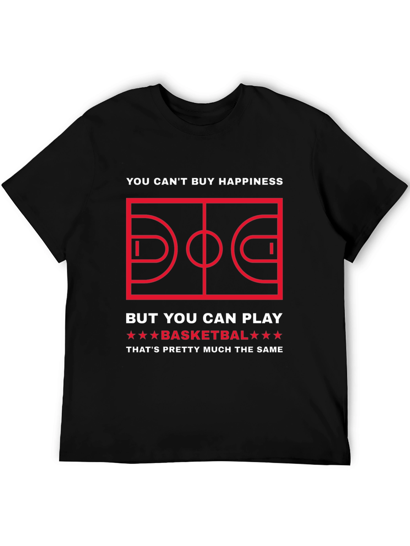 Black Funny Basketball T-Shirt: Can't Buy Happiness view 5