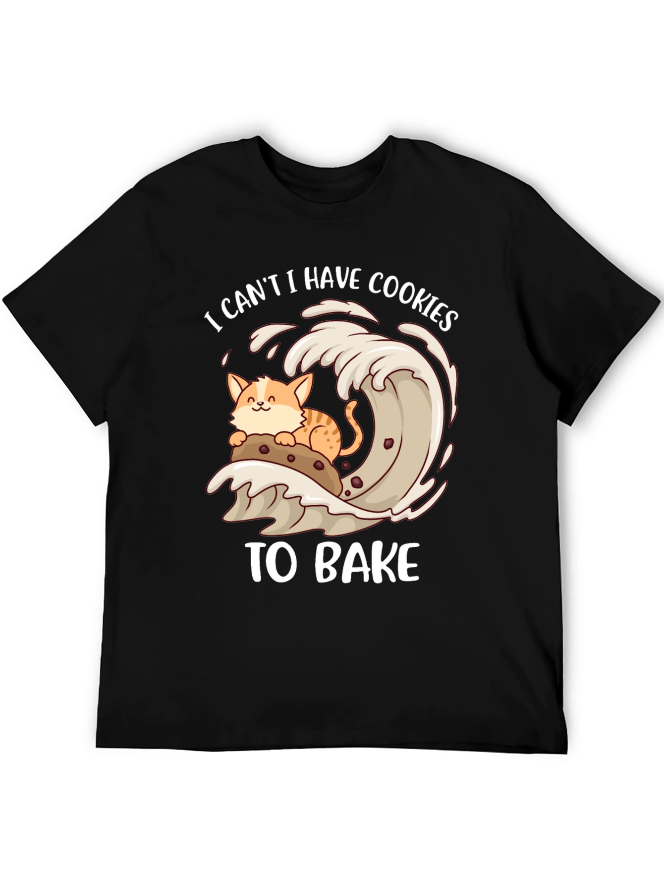 Black Cute Cat Baking Cookies T-Shirt view 5