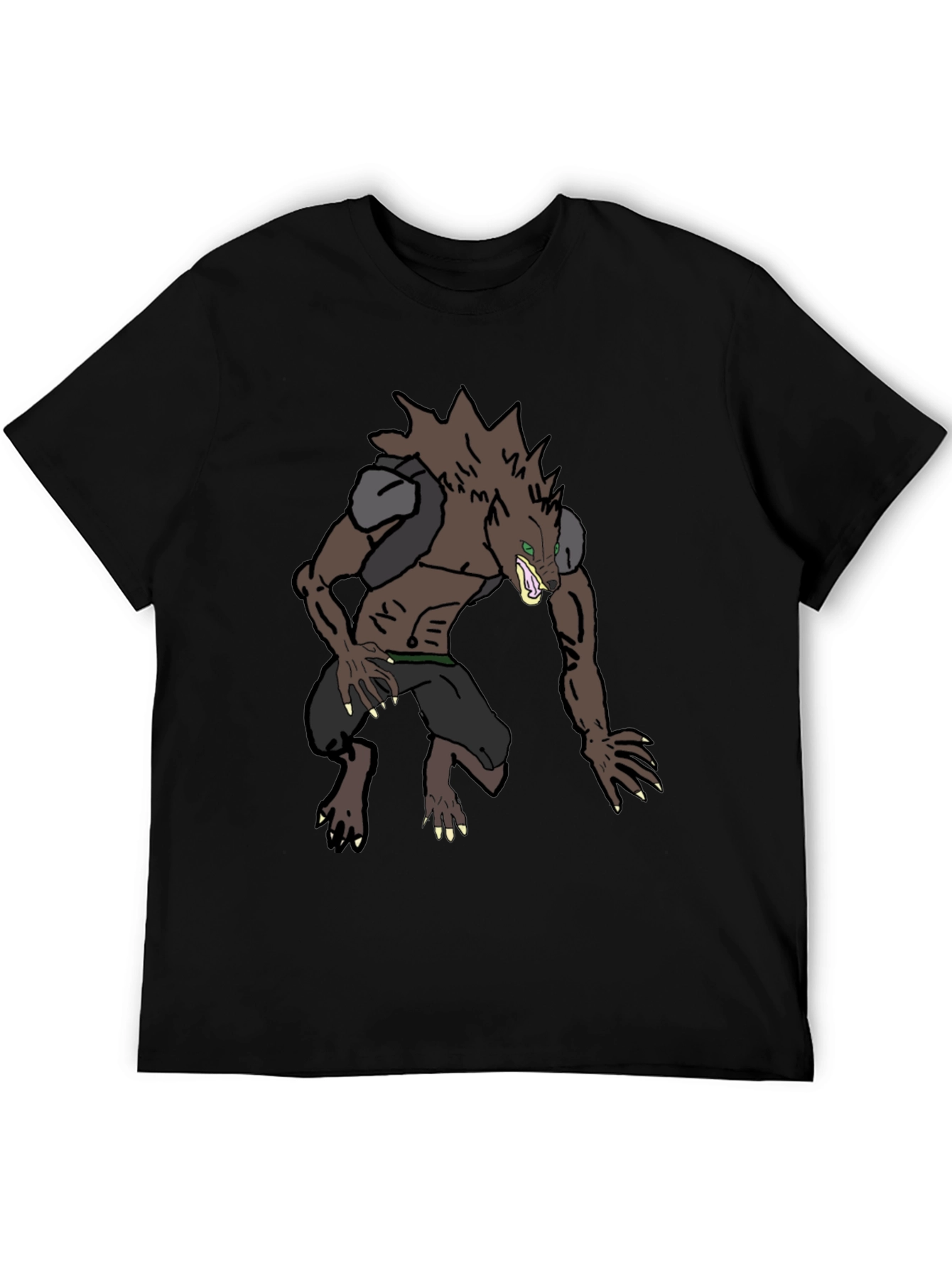 Black Werewolf Graphic Tee - Black Cotton Blend Shirt view 5
