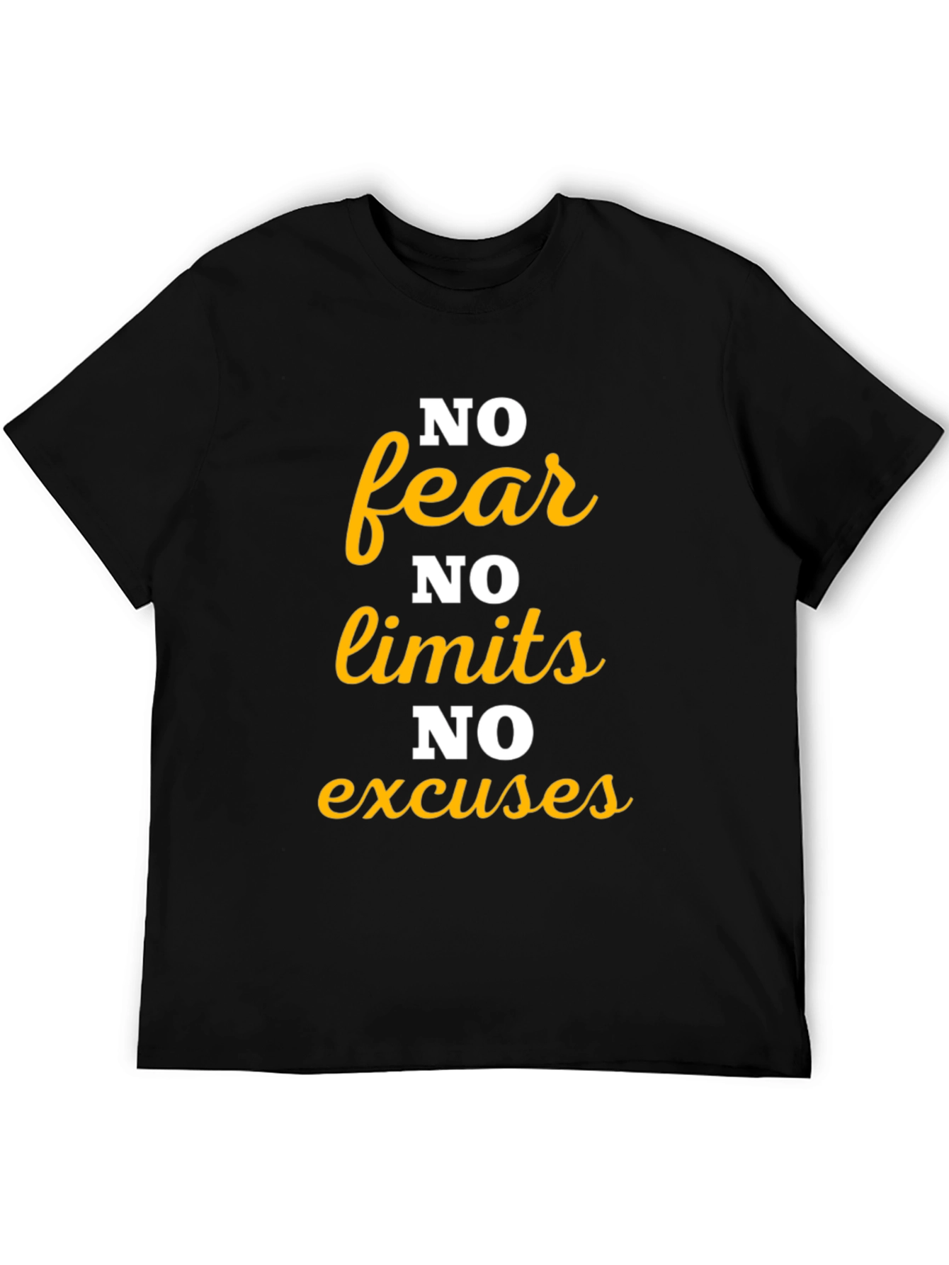 Black Motivational 'No Fear' Graphic Tee - Black view 5