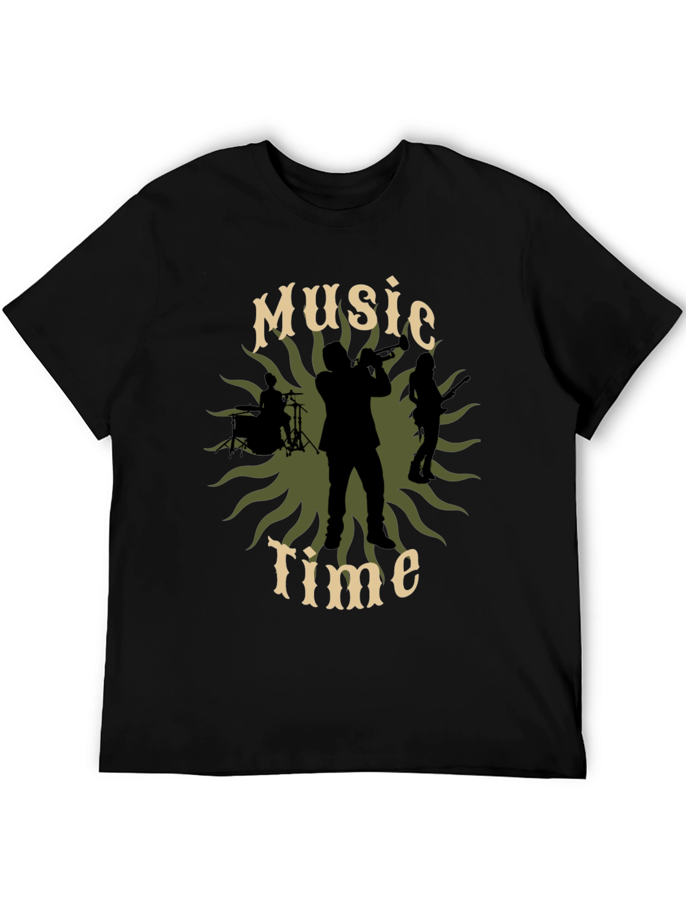 Black Music Time Silhouette Graphic Tee view 5