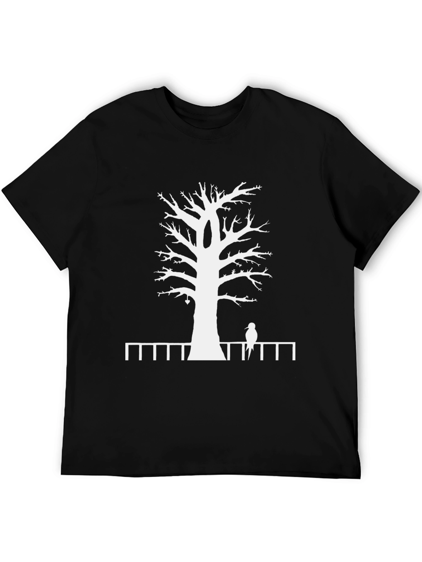 Black Tree & Bird Graphic T-Shirt - Black Casual Tee view 5
