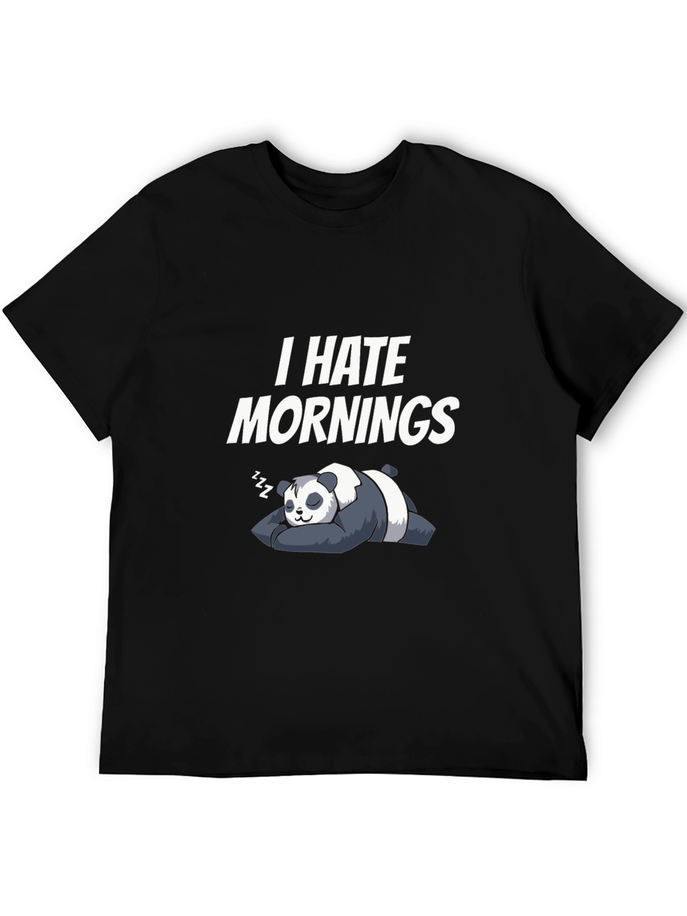 Black I Hate Mornings Panda T-Shirt view 5