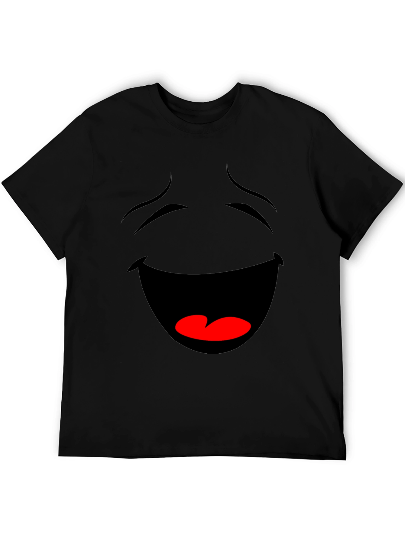 Black Laughing Face Graphic Tee - Black Cotton T-Shirt view 5