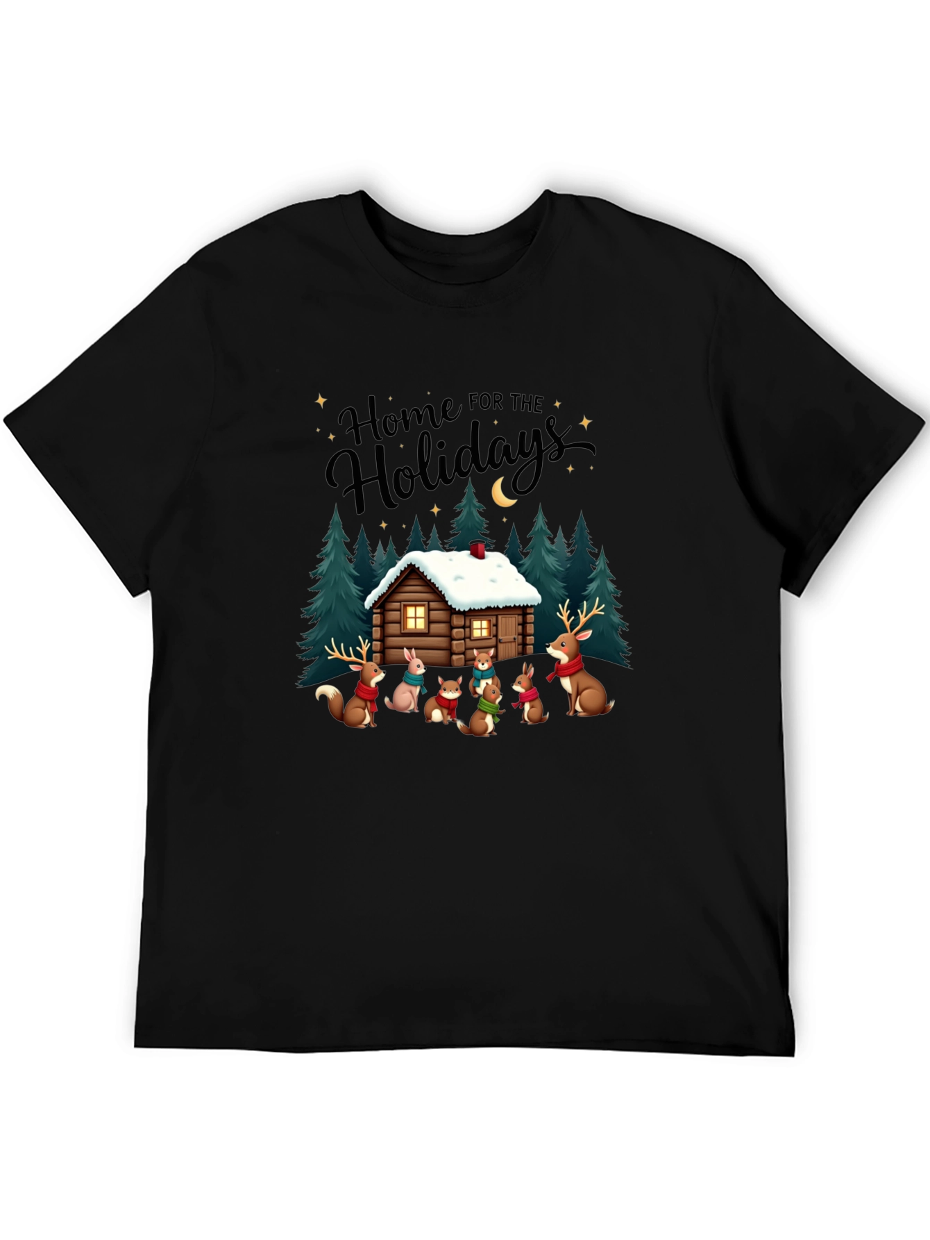Black Home for the Holidays Cabin Crew T-Shirt view 5