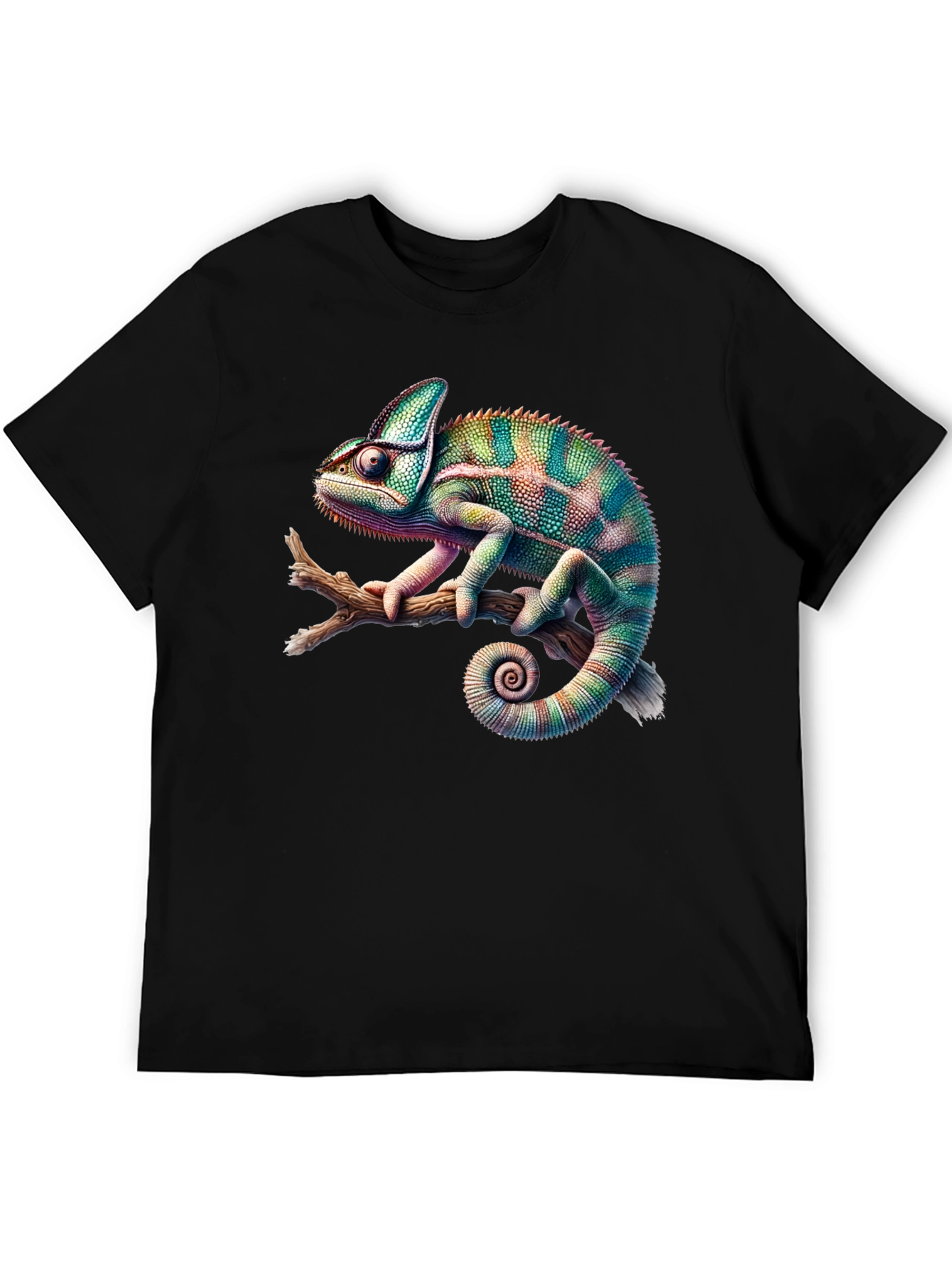 Black Chameleon Print Black T-Shirt view 5