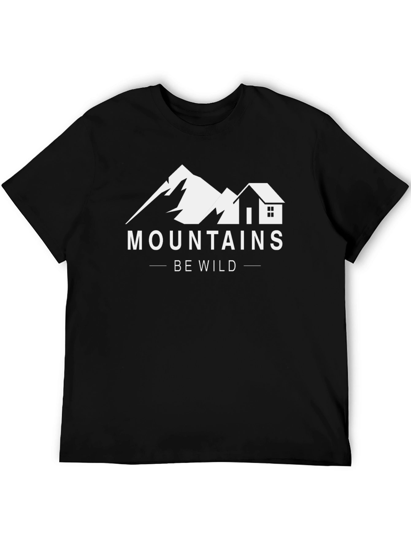 Black Mountains Be Wild Graphic Tee - Black Cotton T-Shirt view 5