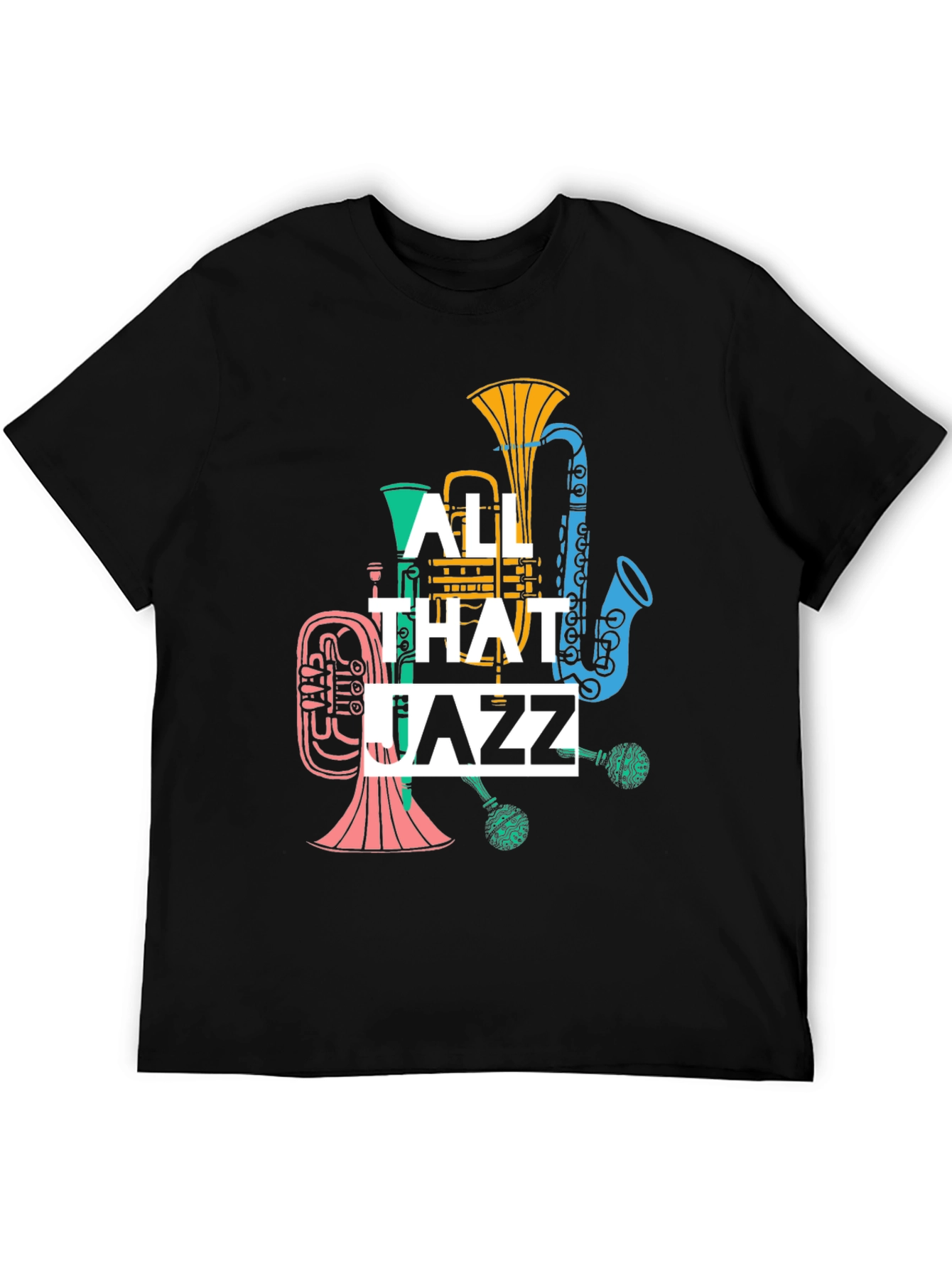 Black All That Jazz Graphic T-Shirt - Musical Instrument Design view 5