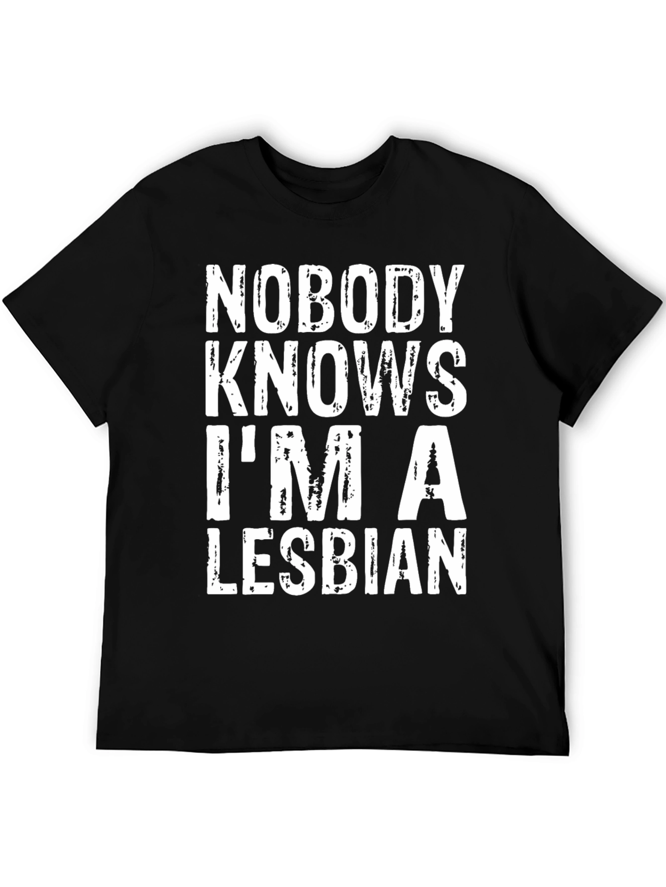 Black Nobody Knows I'm A Lesbian Graphic T-Shirt view 5