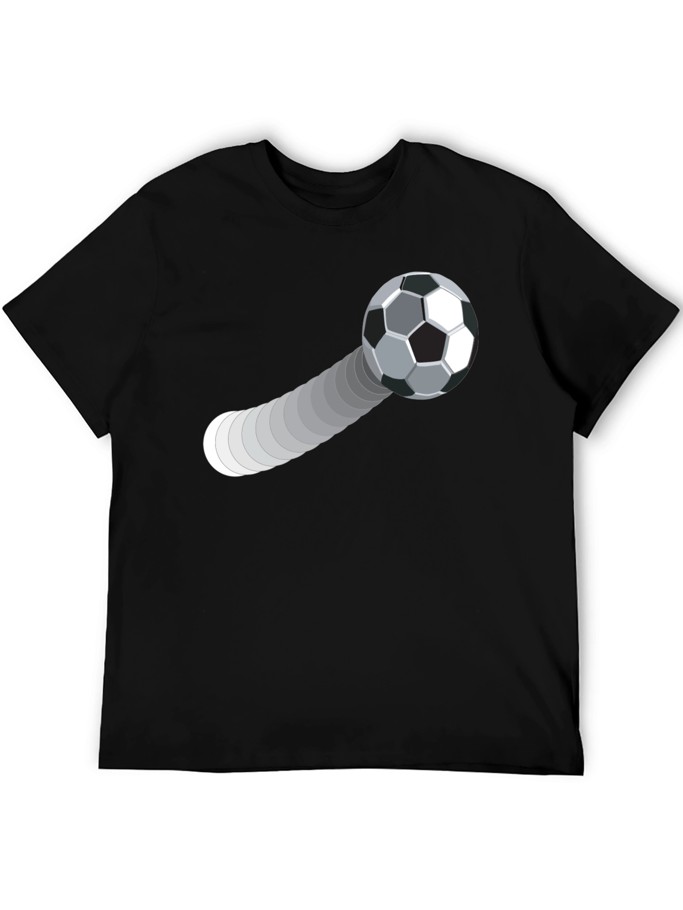 Black Soccer Ball Trajectory Graphic Tee - Black Cotton T-Shirt view 5