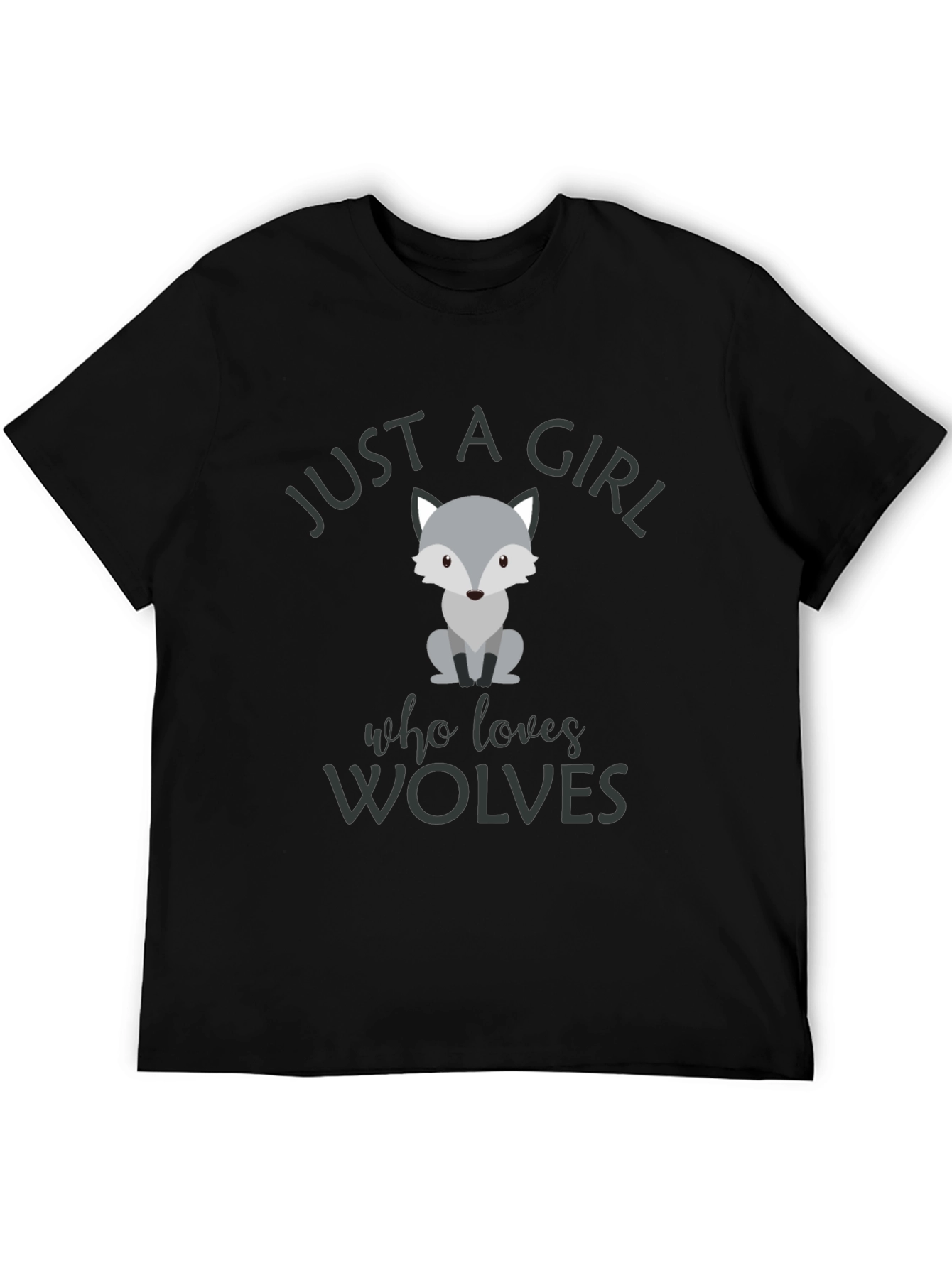 Black Wolf Lover T-Shirt - Just a Girl Who Loves Wolves view 5