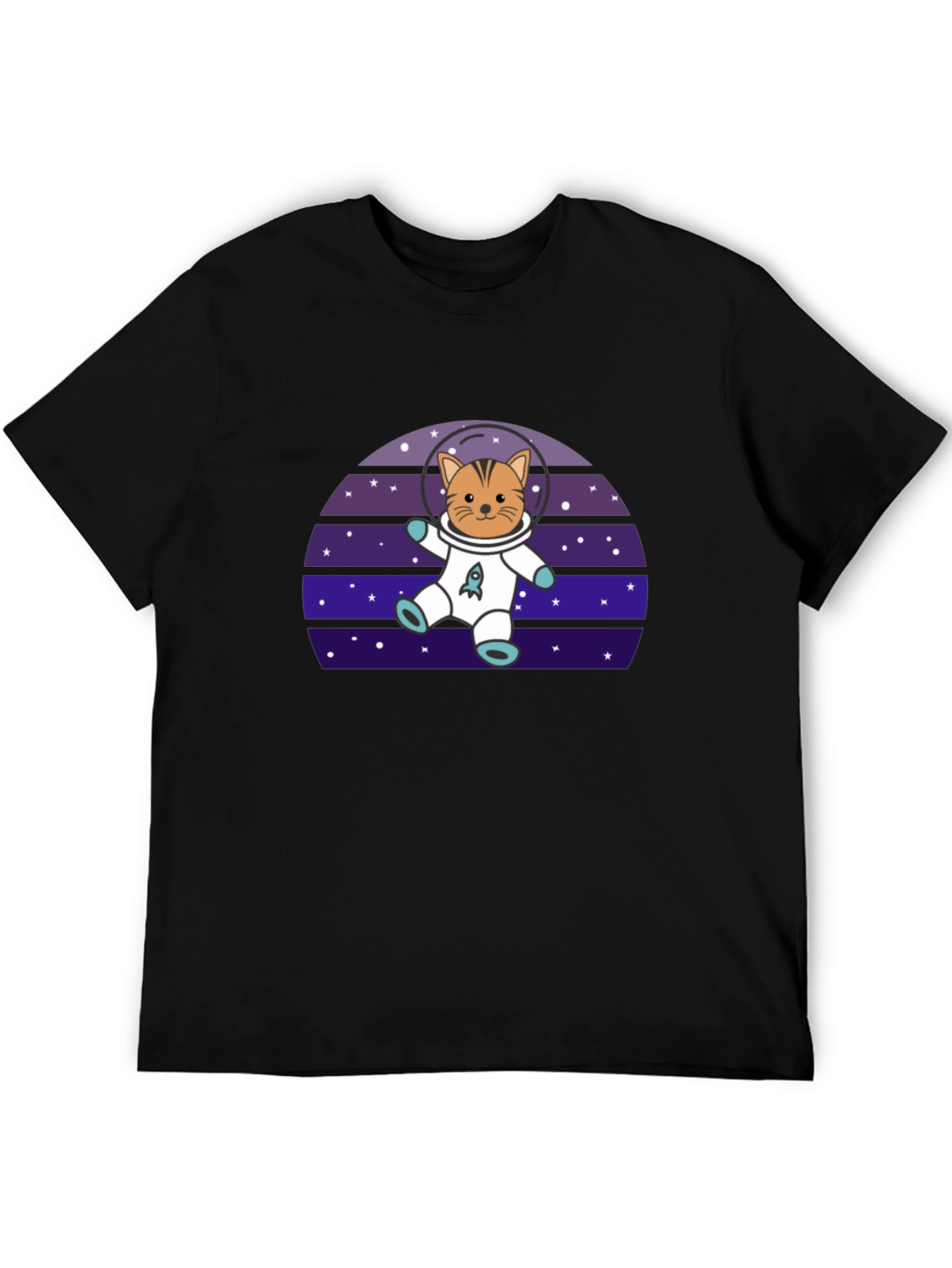 Black Astronaut Cat T-Shirt - Space Kitten Tee view 5