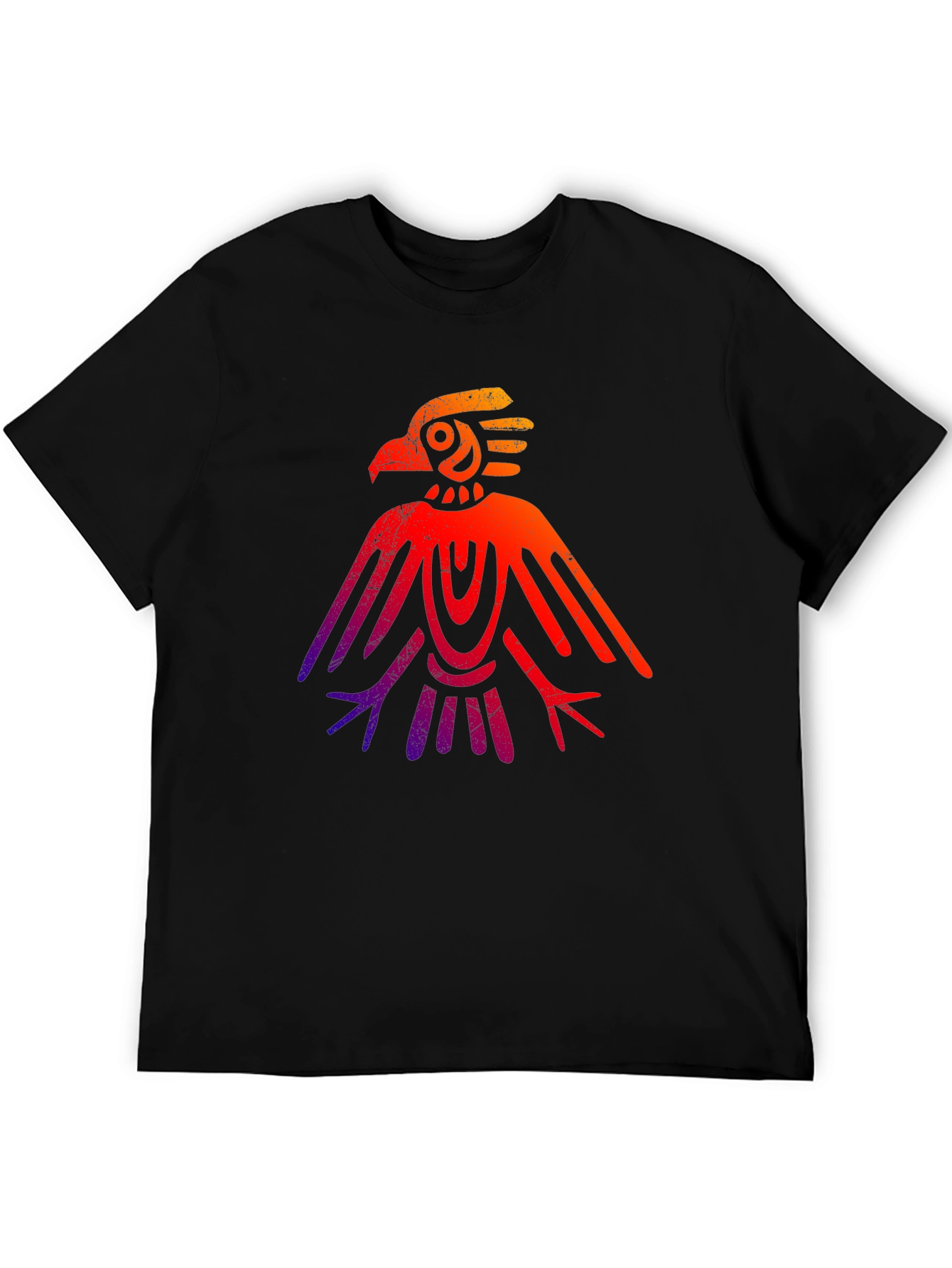 Black Aztec Eagle Graphic Tee - Gradient Design view 5