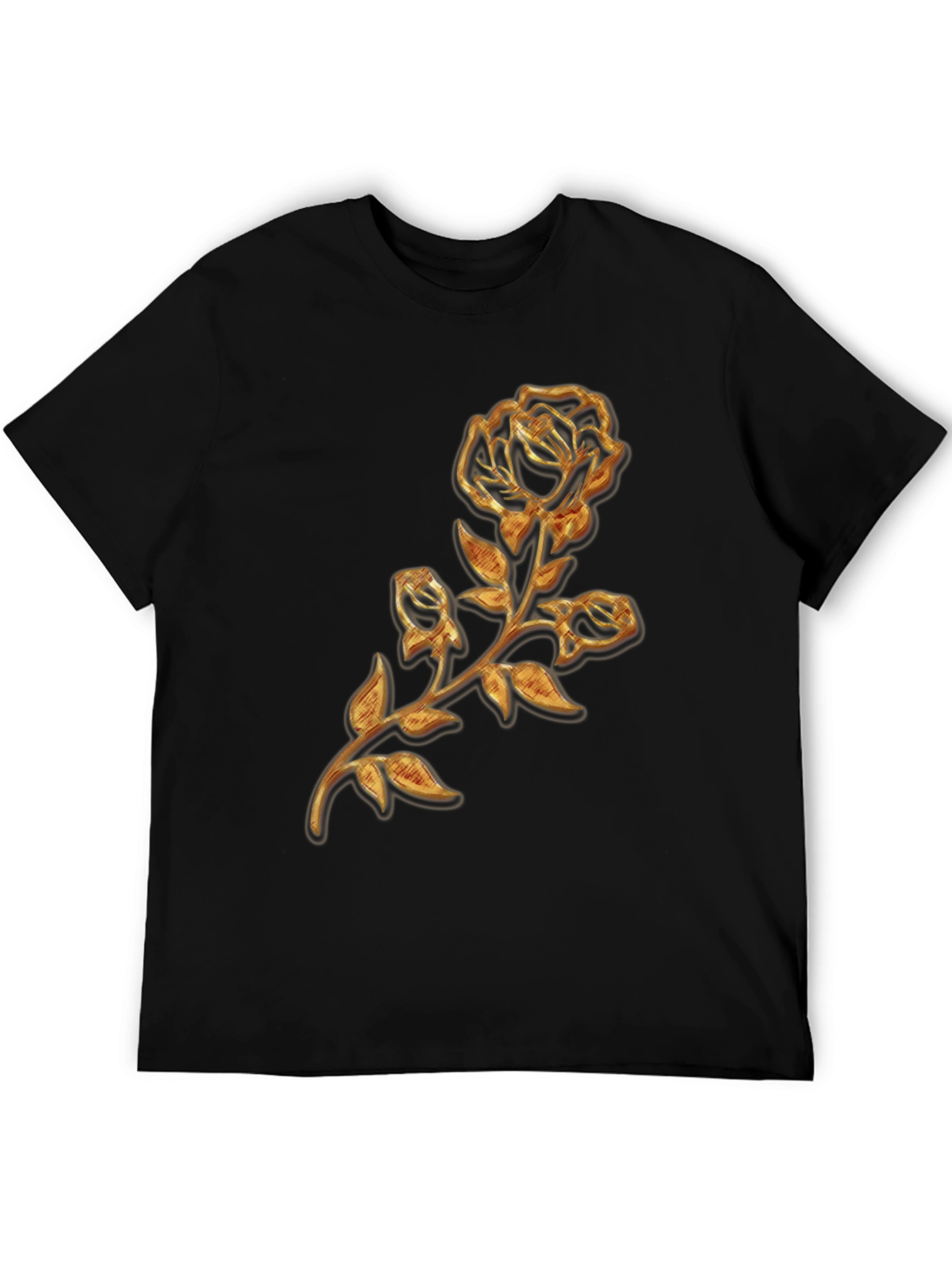 Black Golden Rose Embossed Graphic T-Shirt view 5