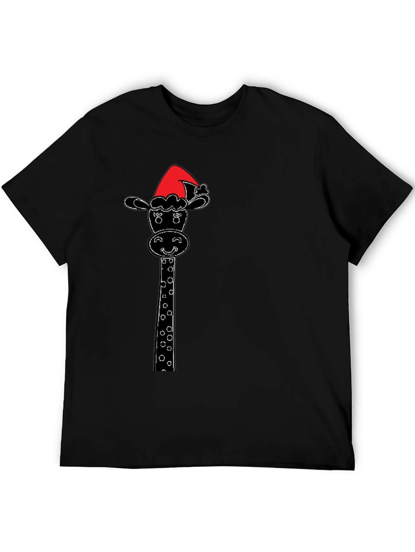 Black Festive Giraffe Tee - Holiday Humor view 5