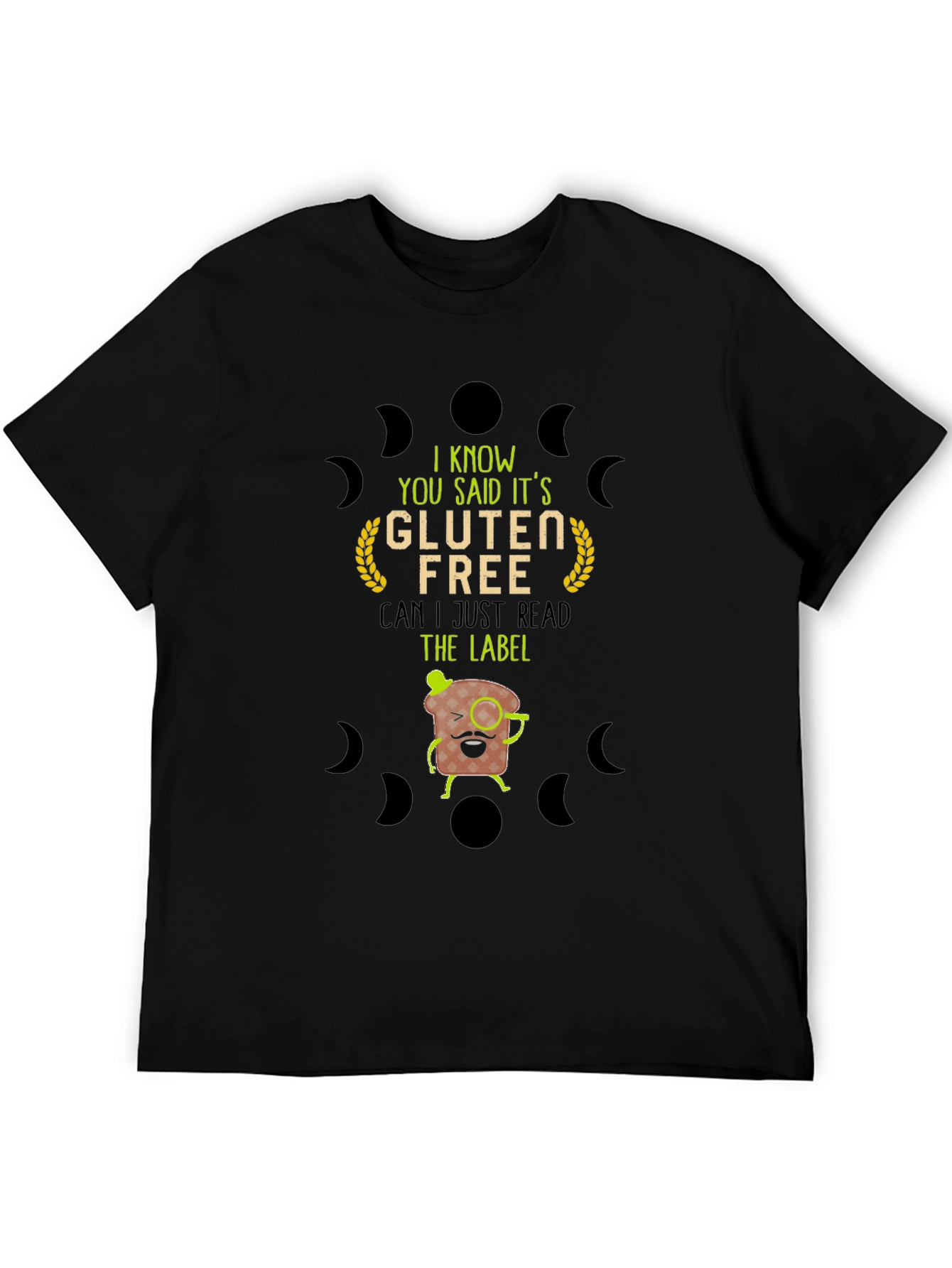 Black Gluten Free Read the Label T-Shirt view 5