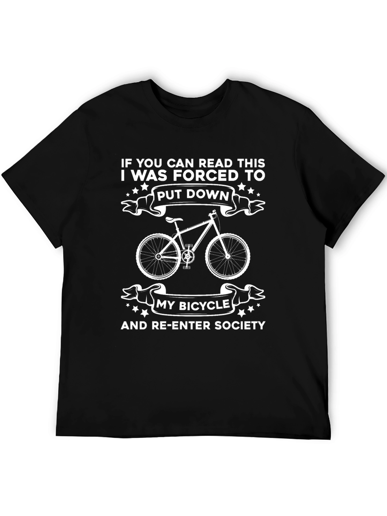 Black Funny Bicycle T-Shirt - If You Can Read This Tee view 5
