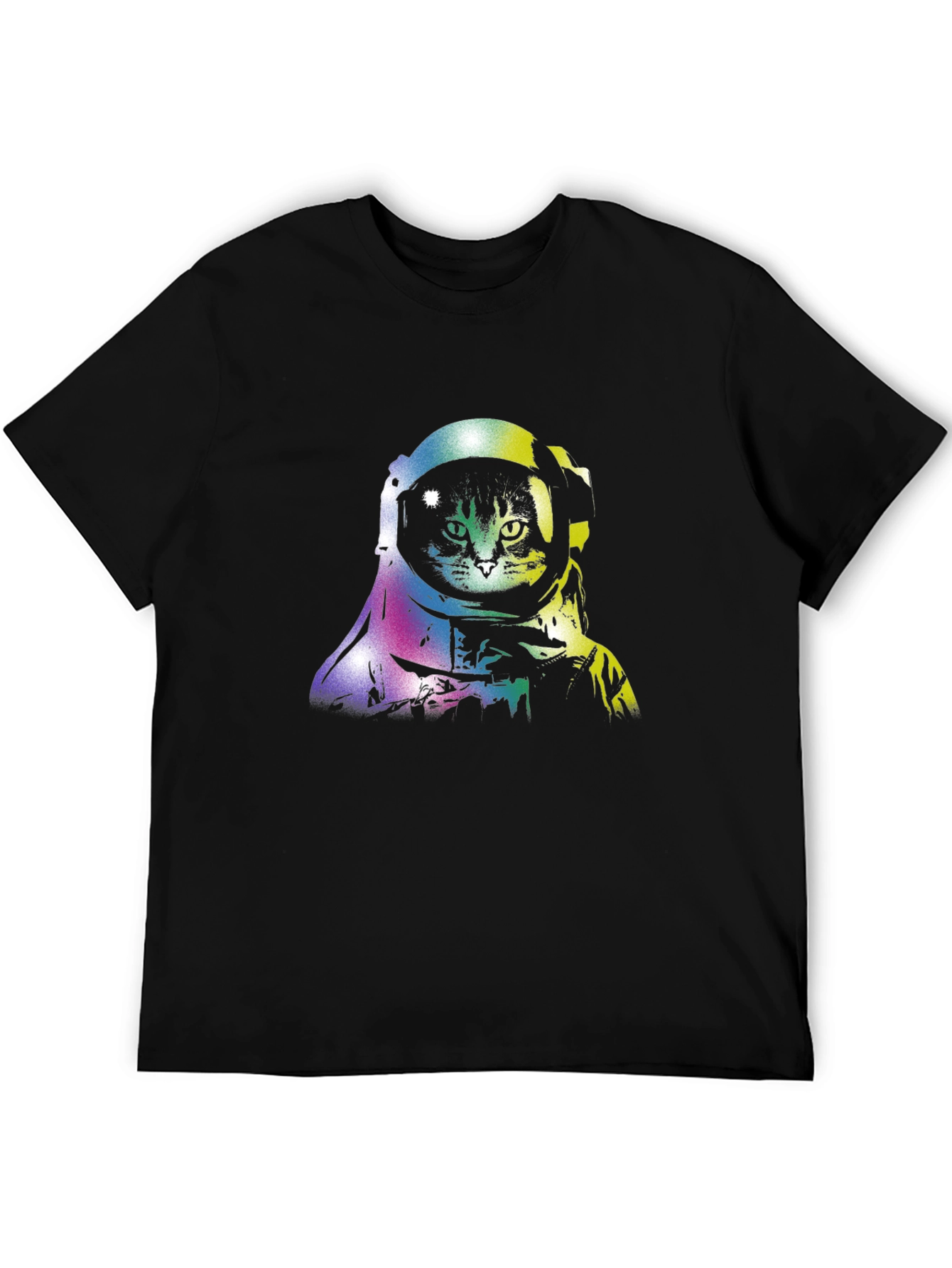 Black Astronaut Cat Black T-Shirt, Space Lover Tee view 5