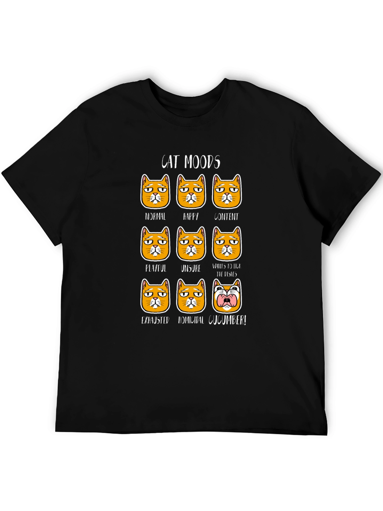 Black Cat Moods Graphic T-Shirt - Funny Cat Lover Tee view 5