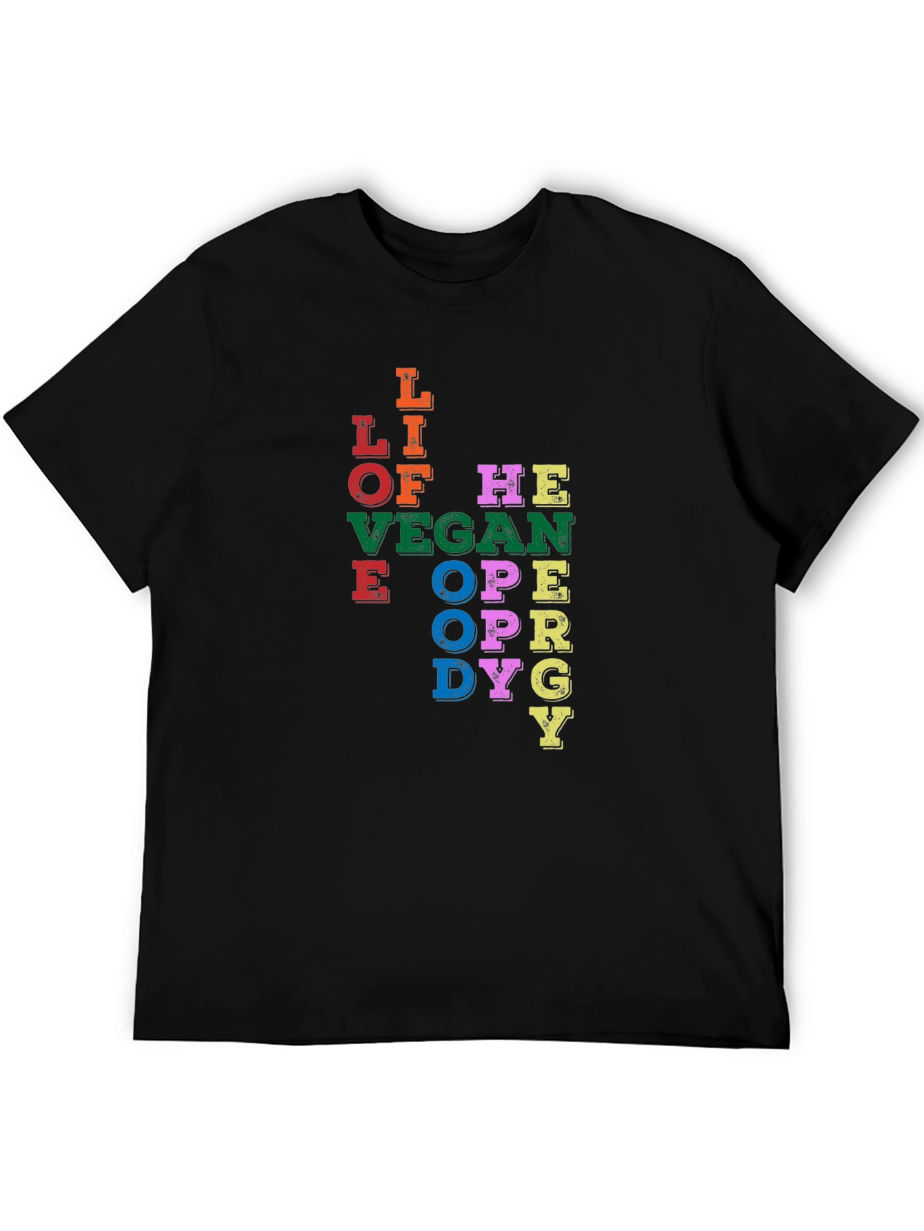 Black Vegan Love Of The Life T-Shirt - Unique Colorful Design view 5