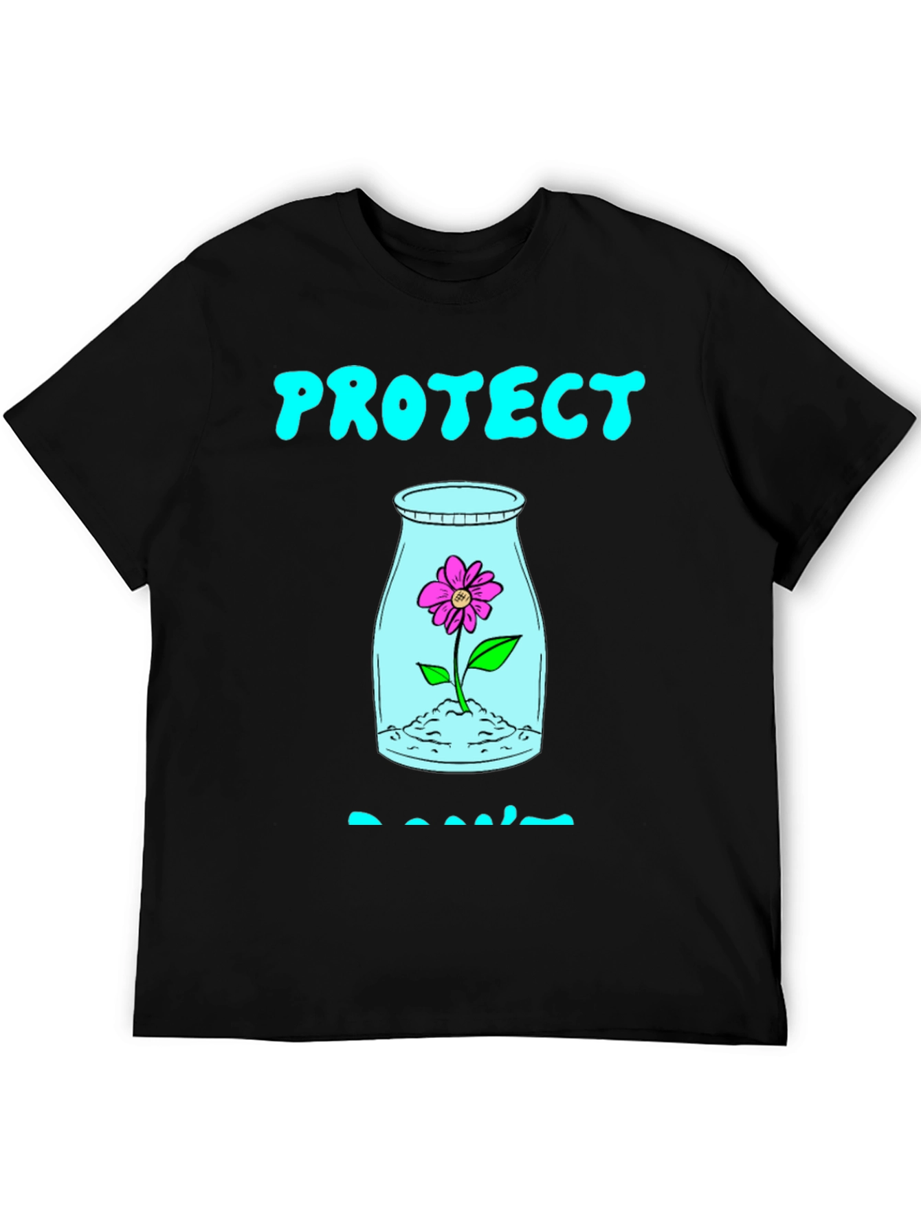Black Protect Plants T-Shirt - Black Cotton Graphic Tee view 5