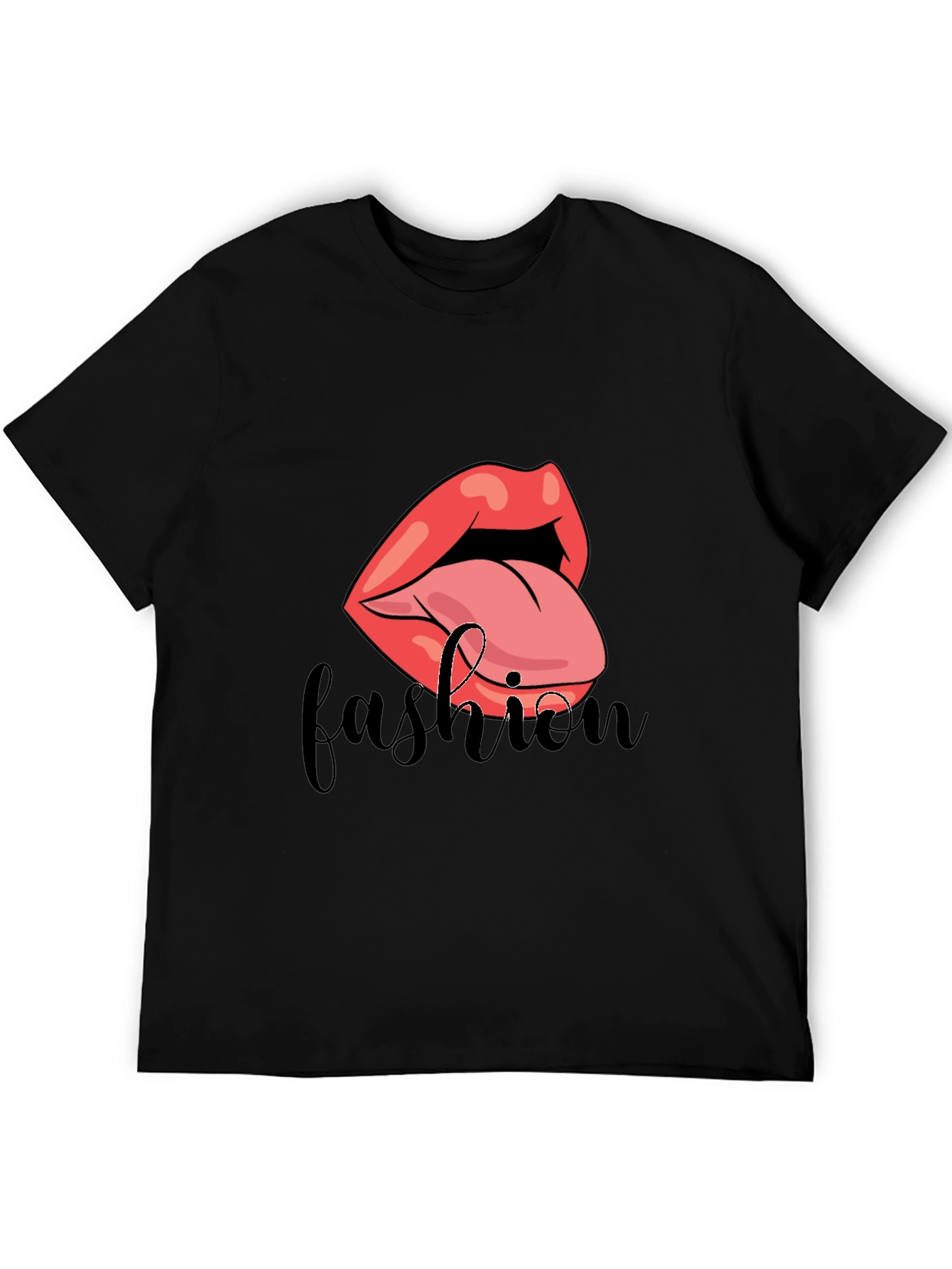 Black Fashion Lips Graphic T-Shirt view 5