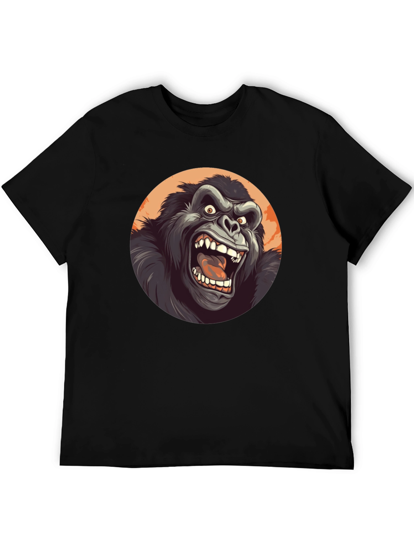 Black Roaring Gorilla Graphic Tee - Black Crew Neck view 5
