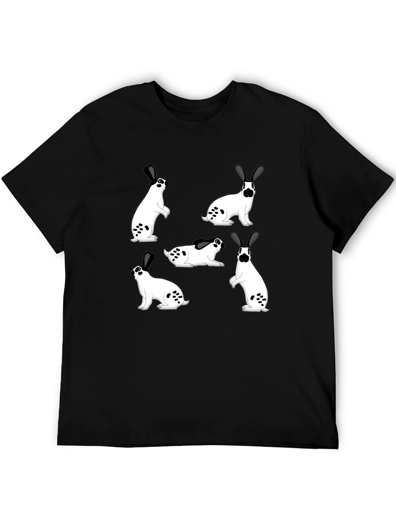 Black Rabbit Print Black T-Shirt view 5